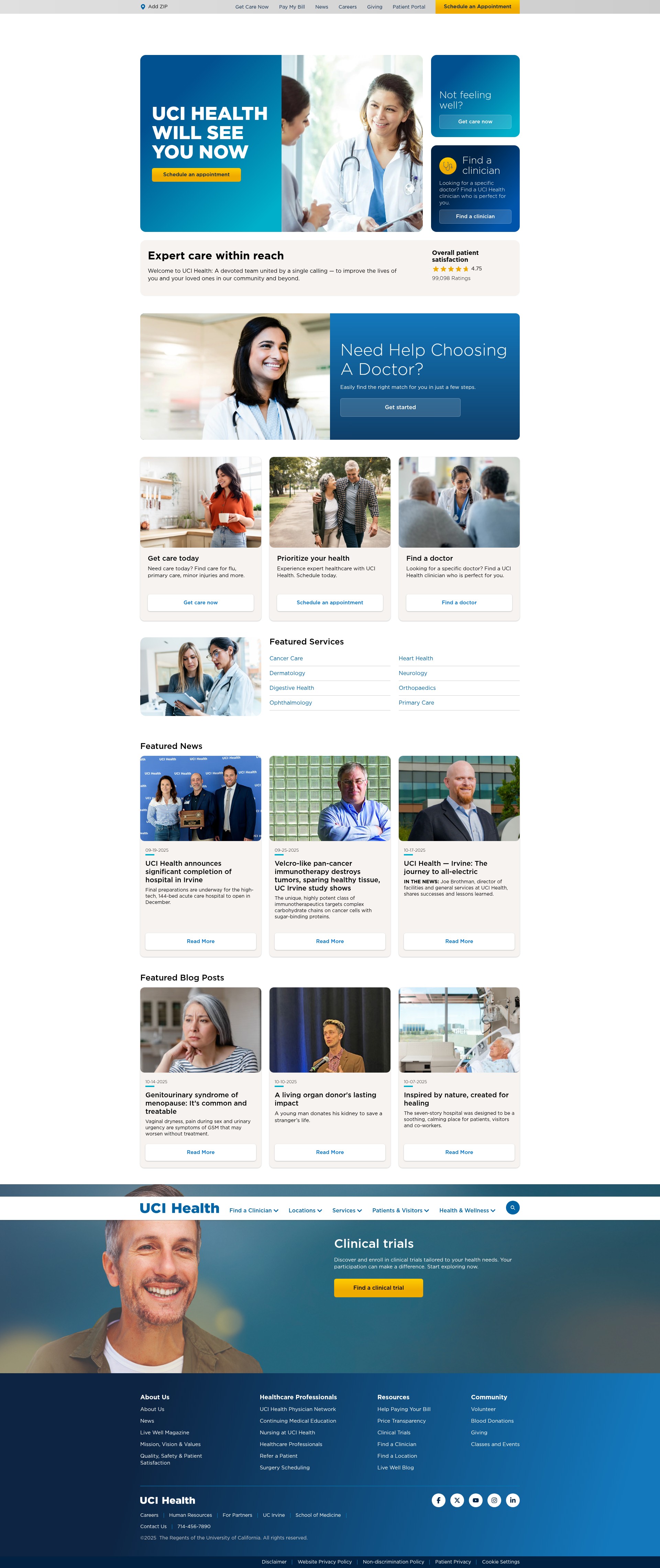Screenshot of ucihealth.org