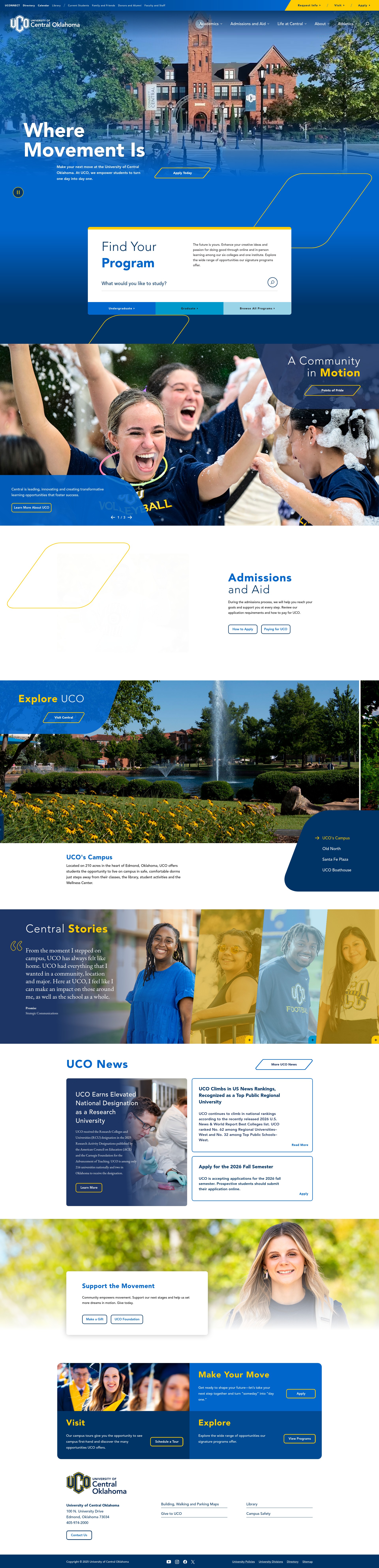 Screenshot of uco.edu