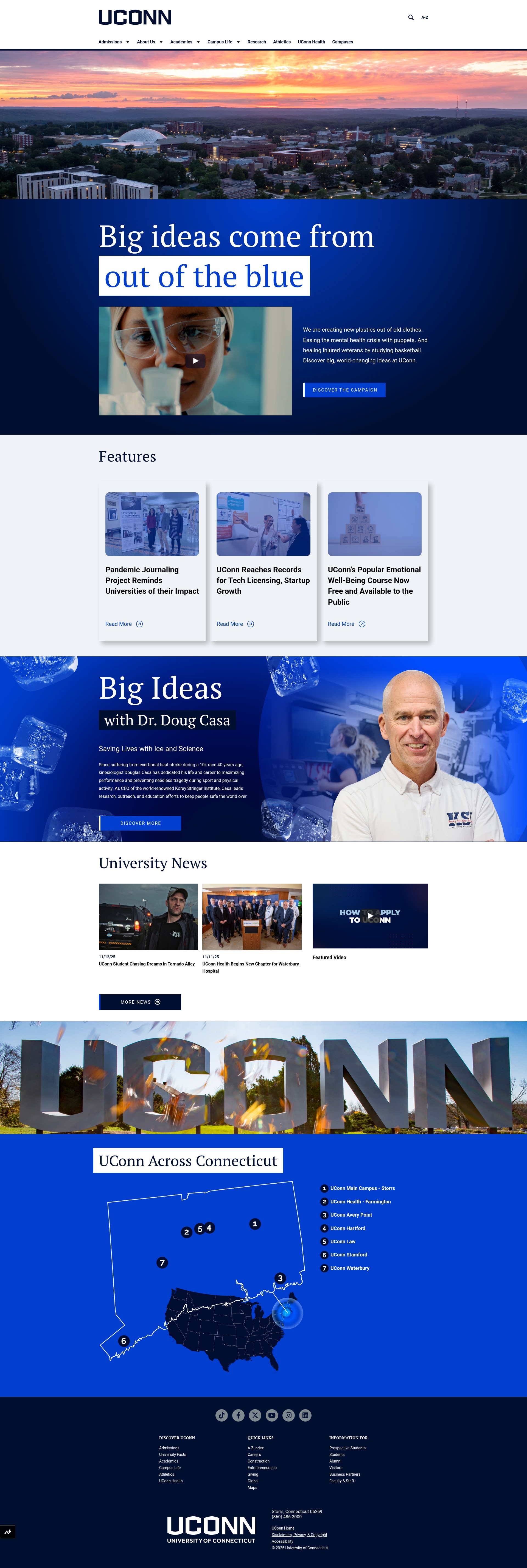 Screenshot of uconn.edu