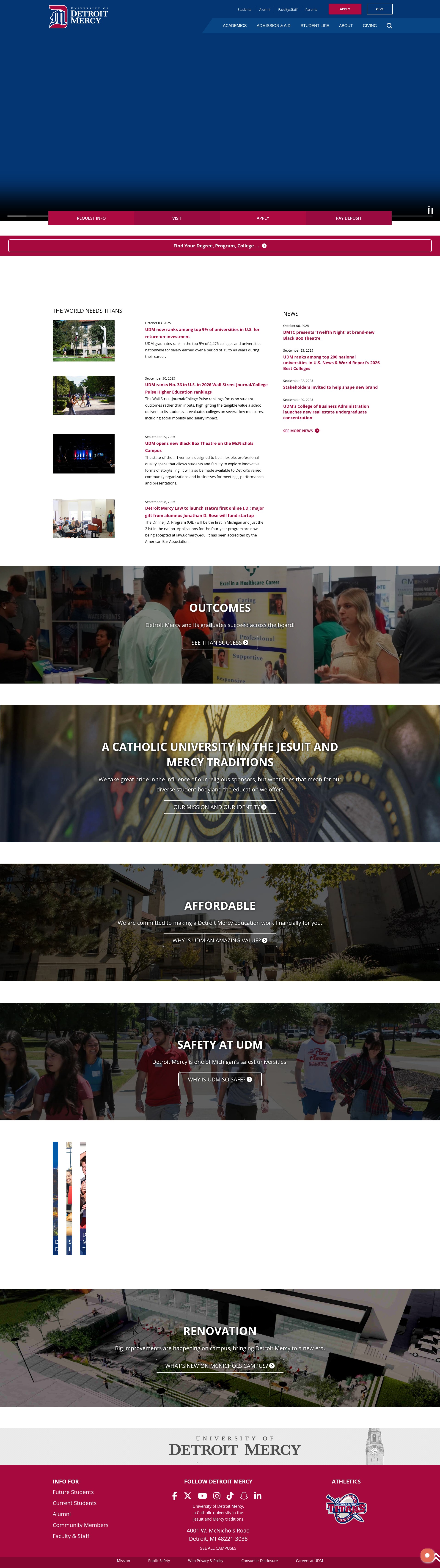 Screenshot of udmercy.edu