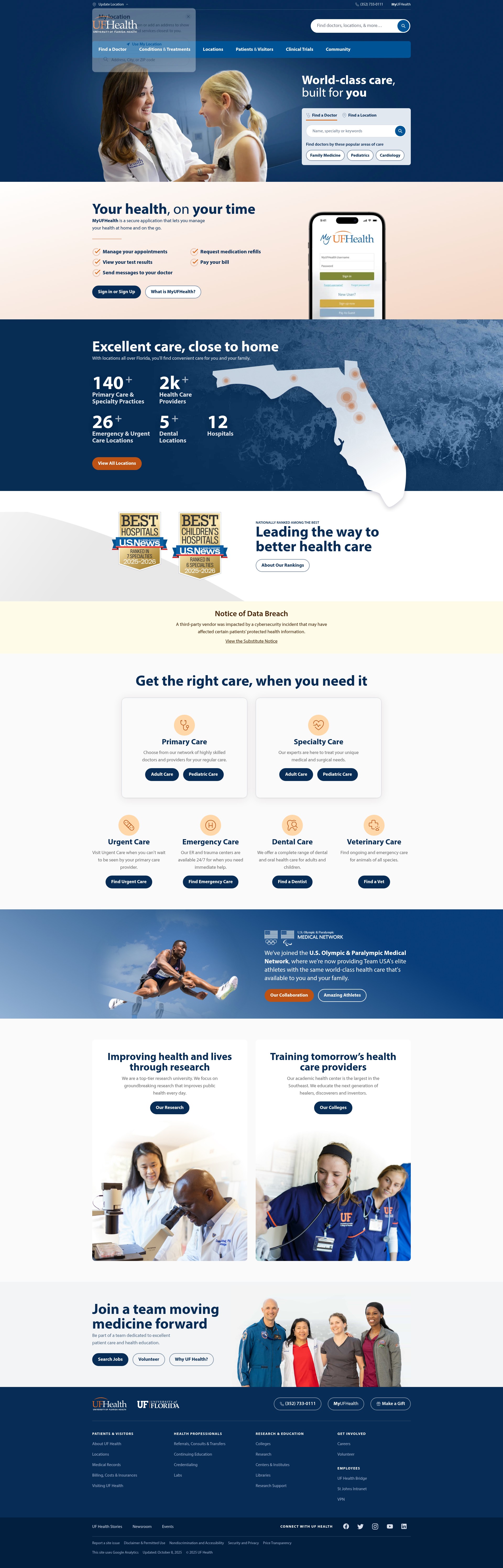 Screenshot of ufhealth.org