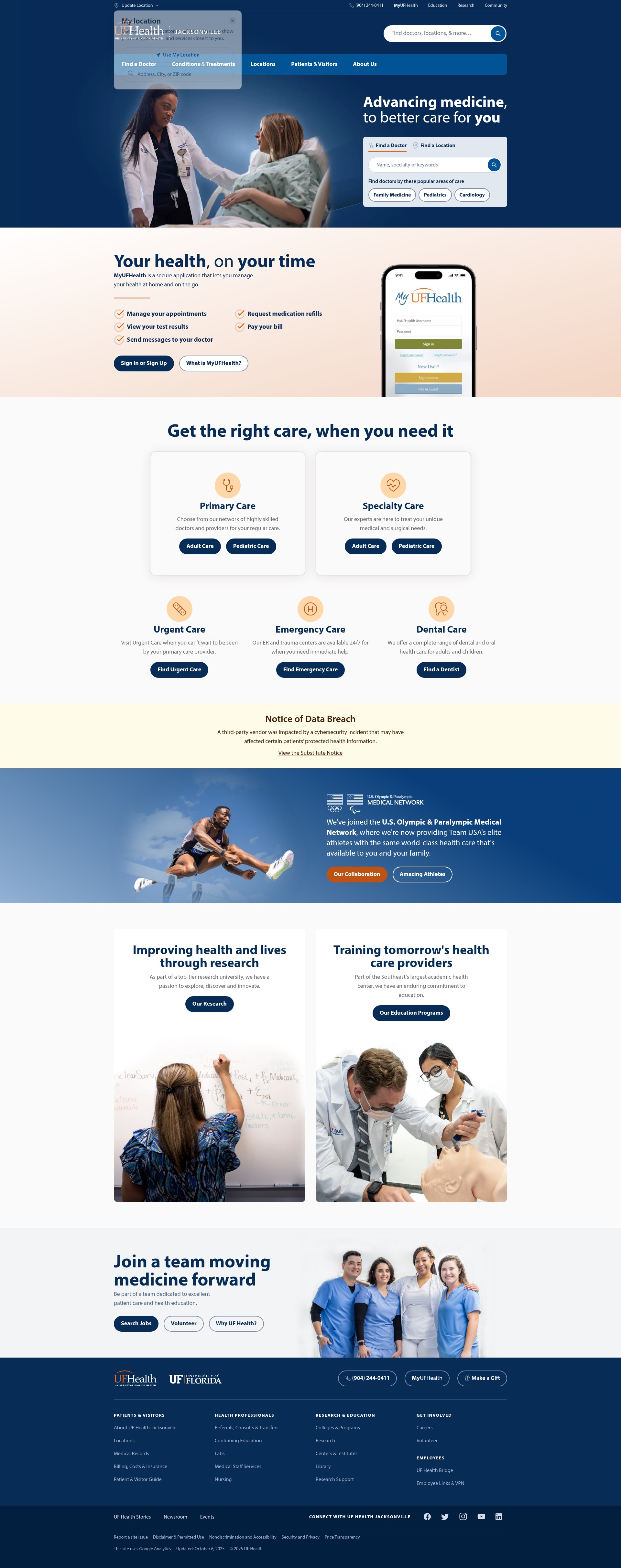 Screenshot of ufhealthjax.org