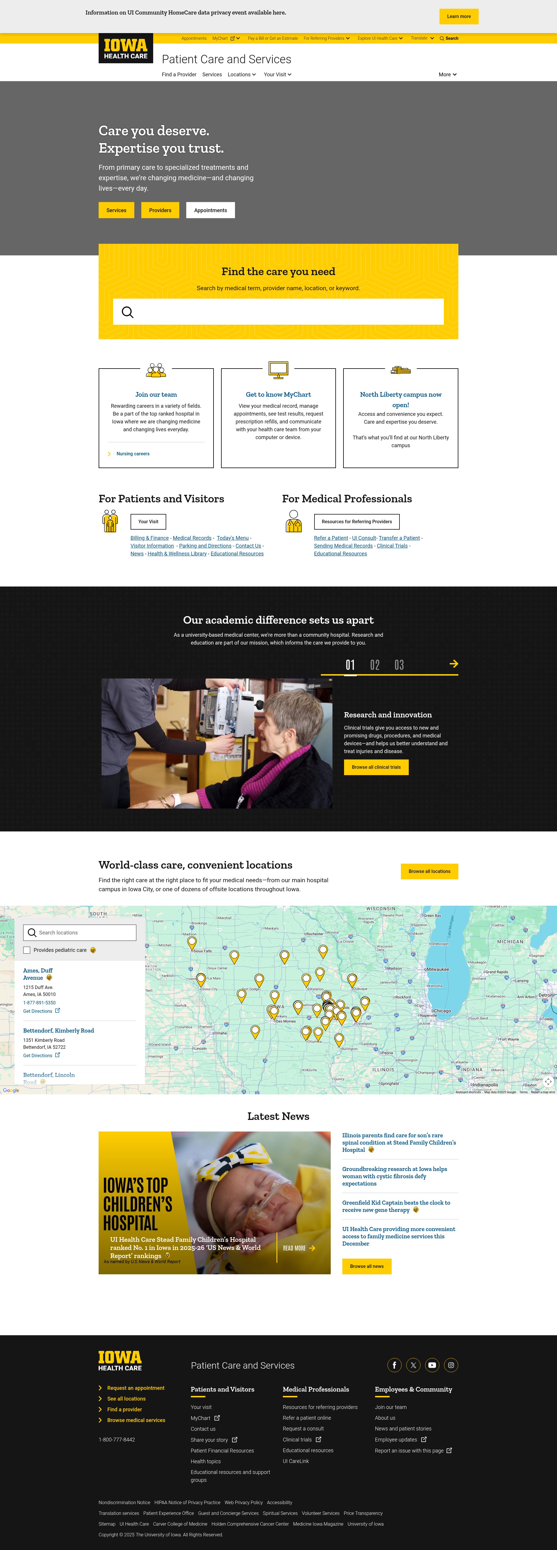 Screenshot of uihc.org