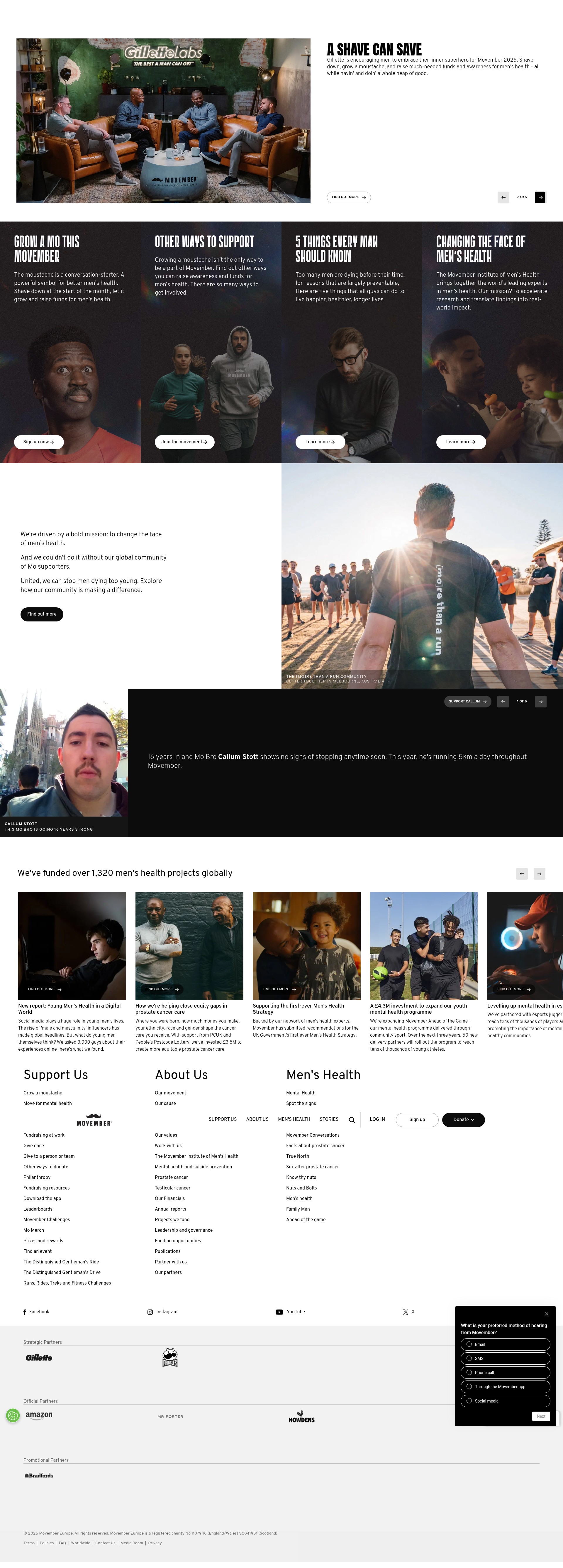 Screenshot of uk.movember.com
