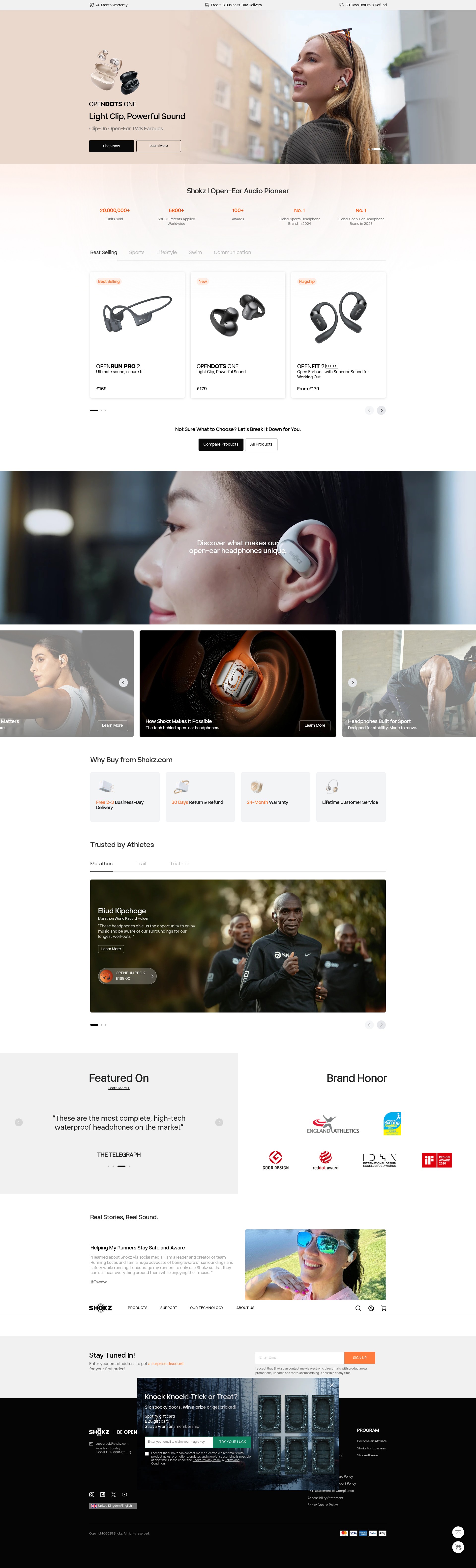 Screenshot of uk.shokz.com