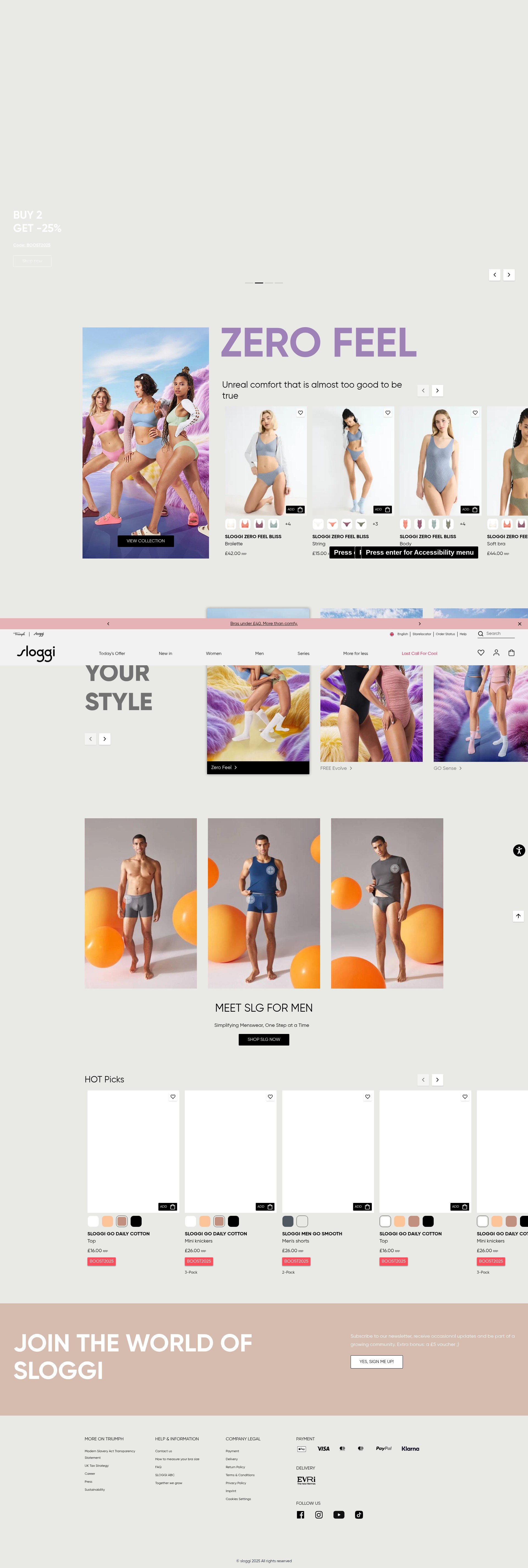 Screenshot of uk.sloggi.com