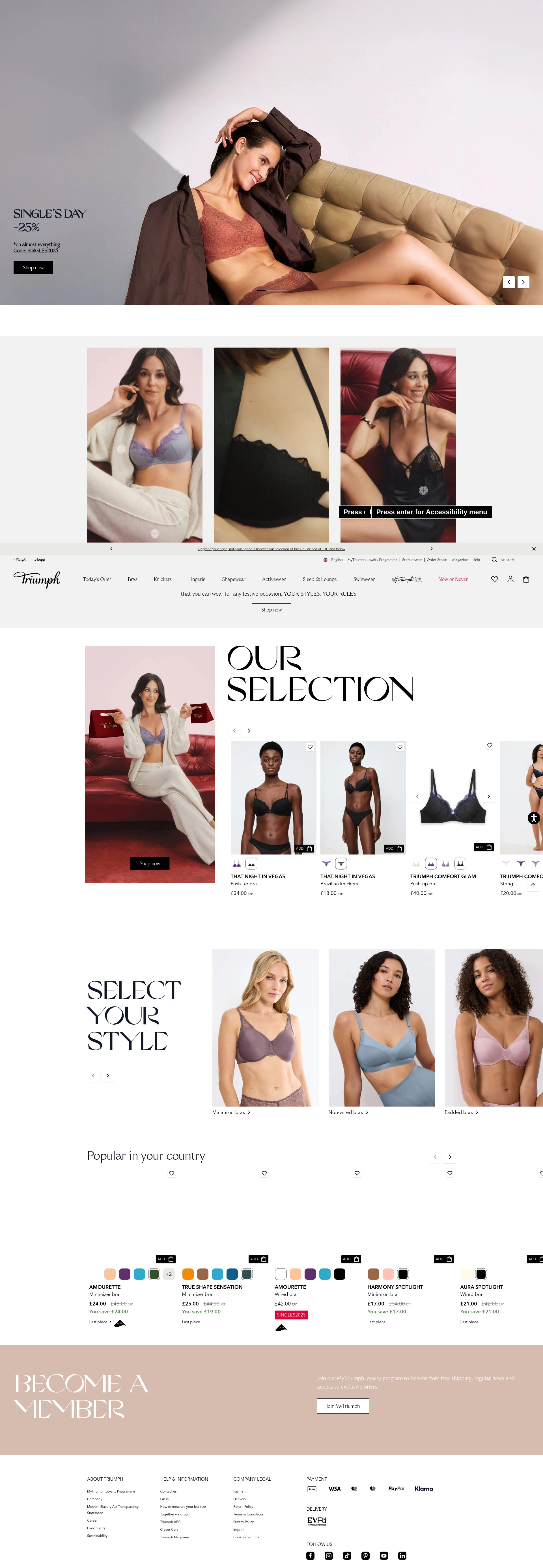 Screenshot of uk.triumph.com