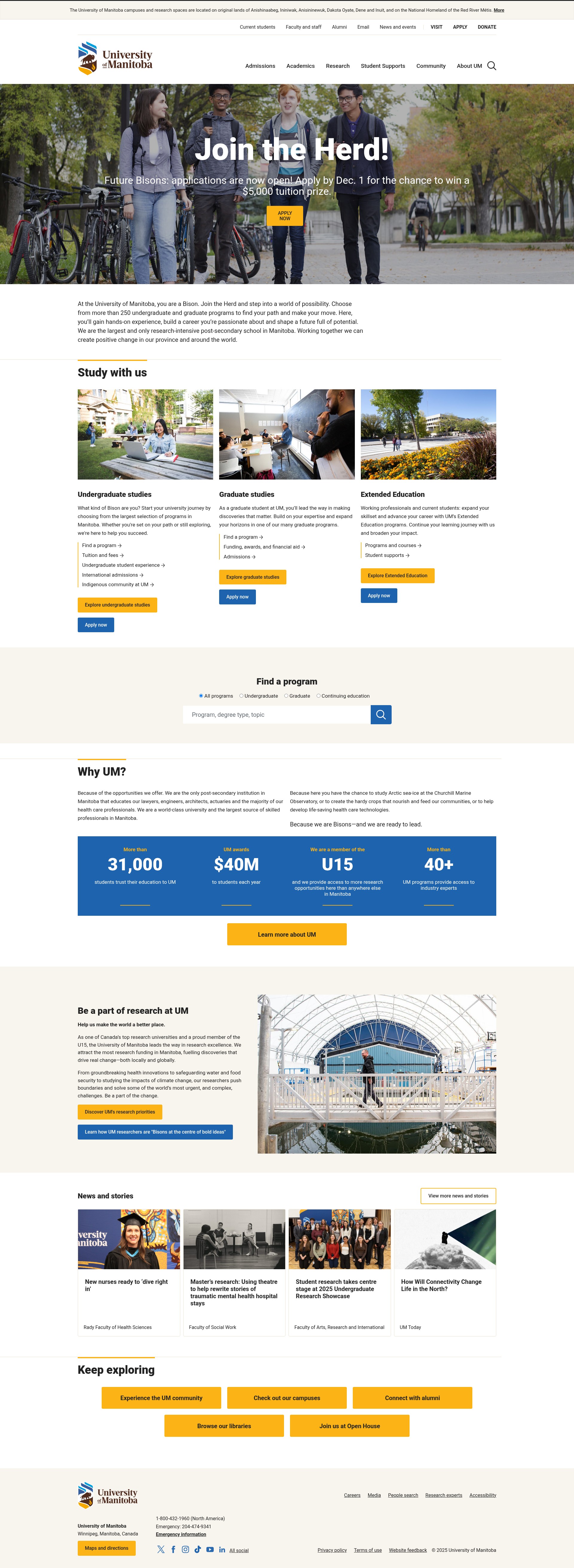 Screenshot of umanitoba.ca