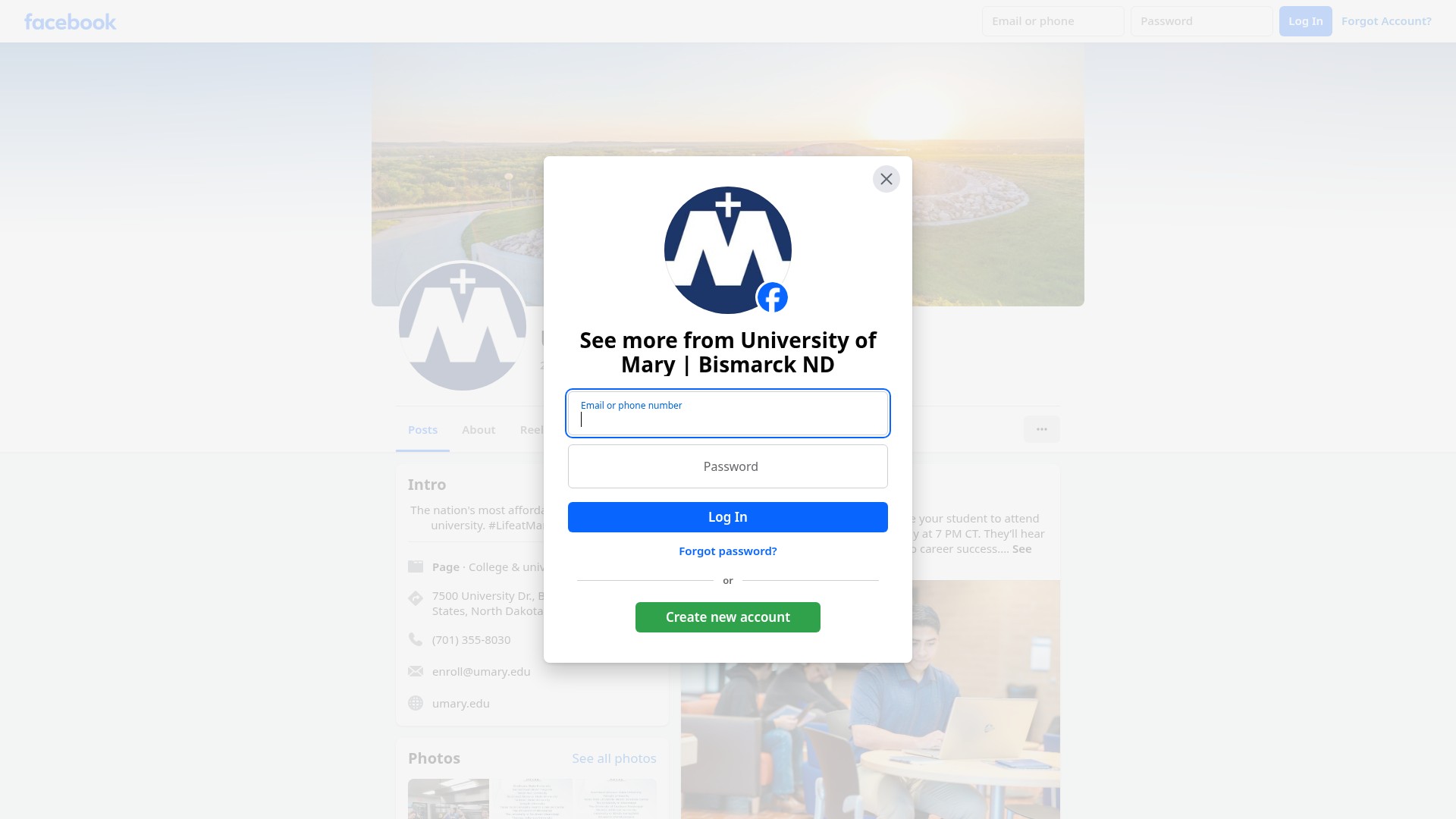 Screenshot of umary.edu