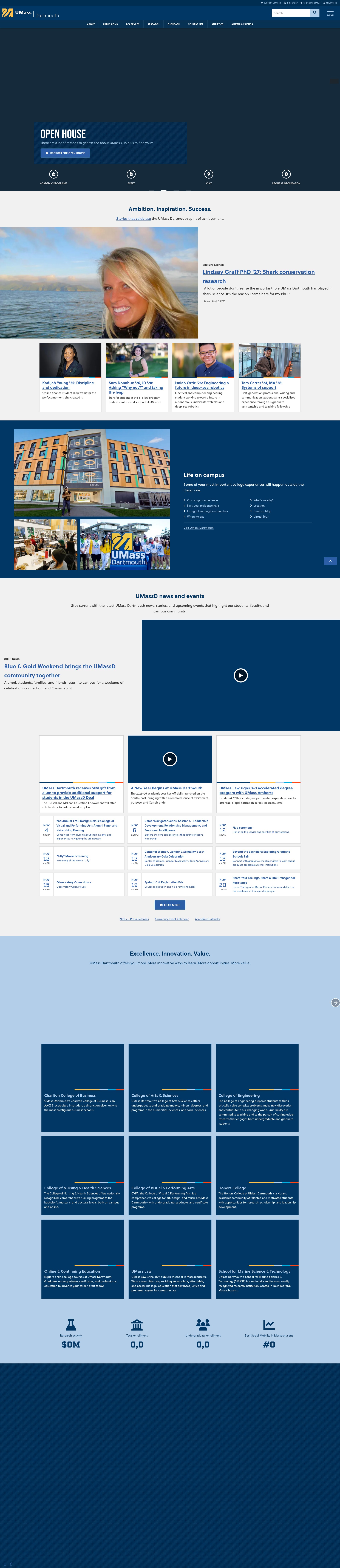 Screenshot of umassd.edu
