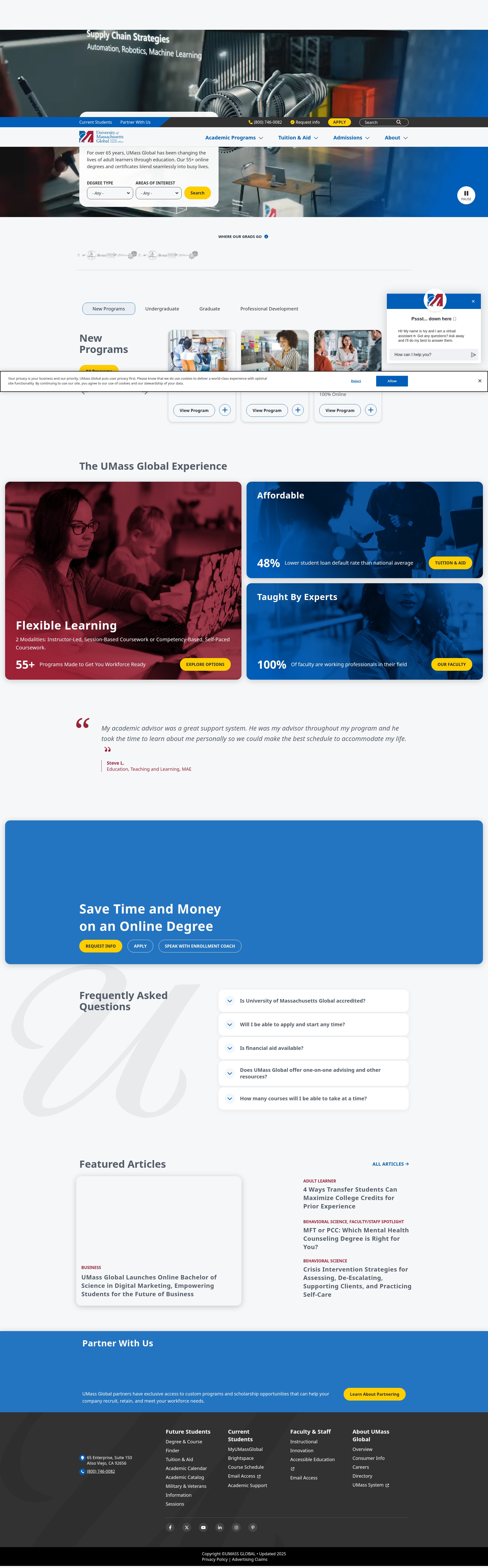 Screenshot of umassglobal.edu