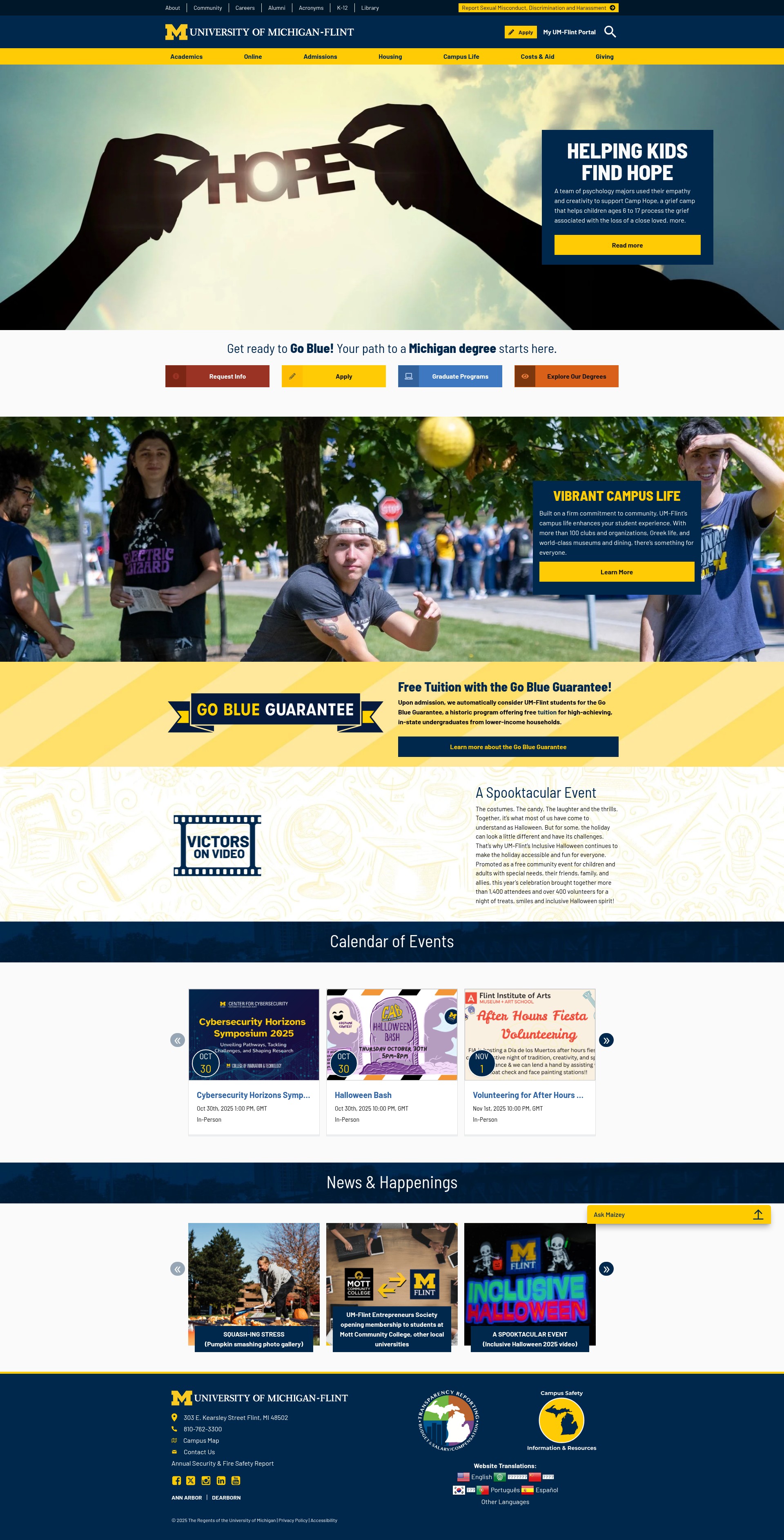 Screenshot of umflint.edu