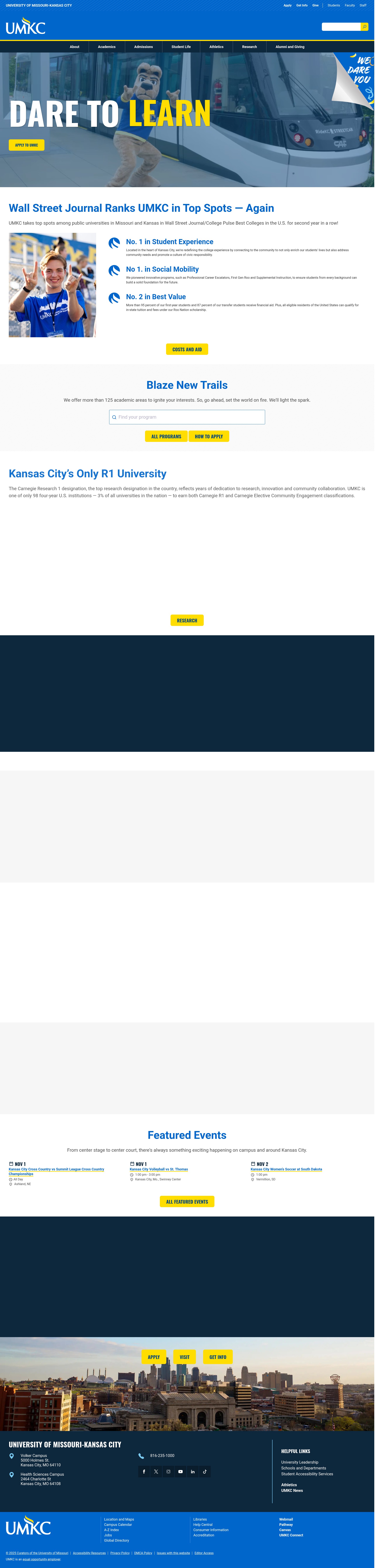 Screenshot of umkc.edu