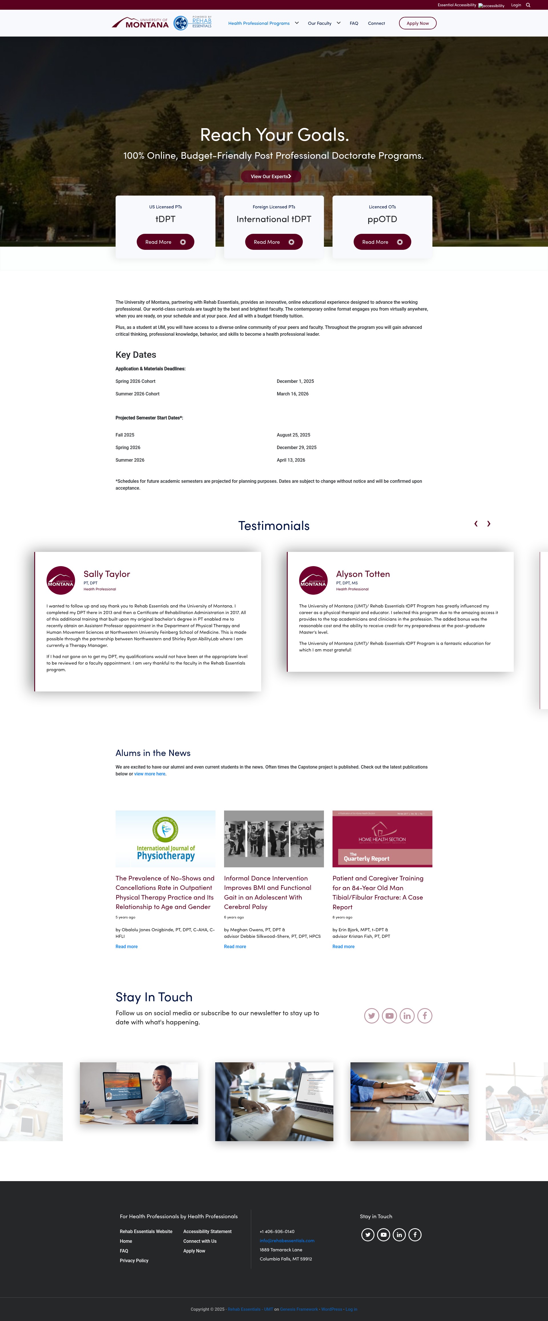 Screenshot of umt.rehabessentials.com