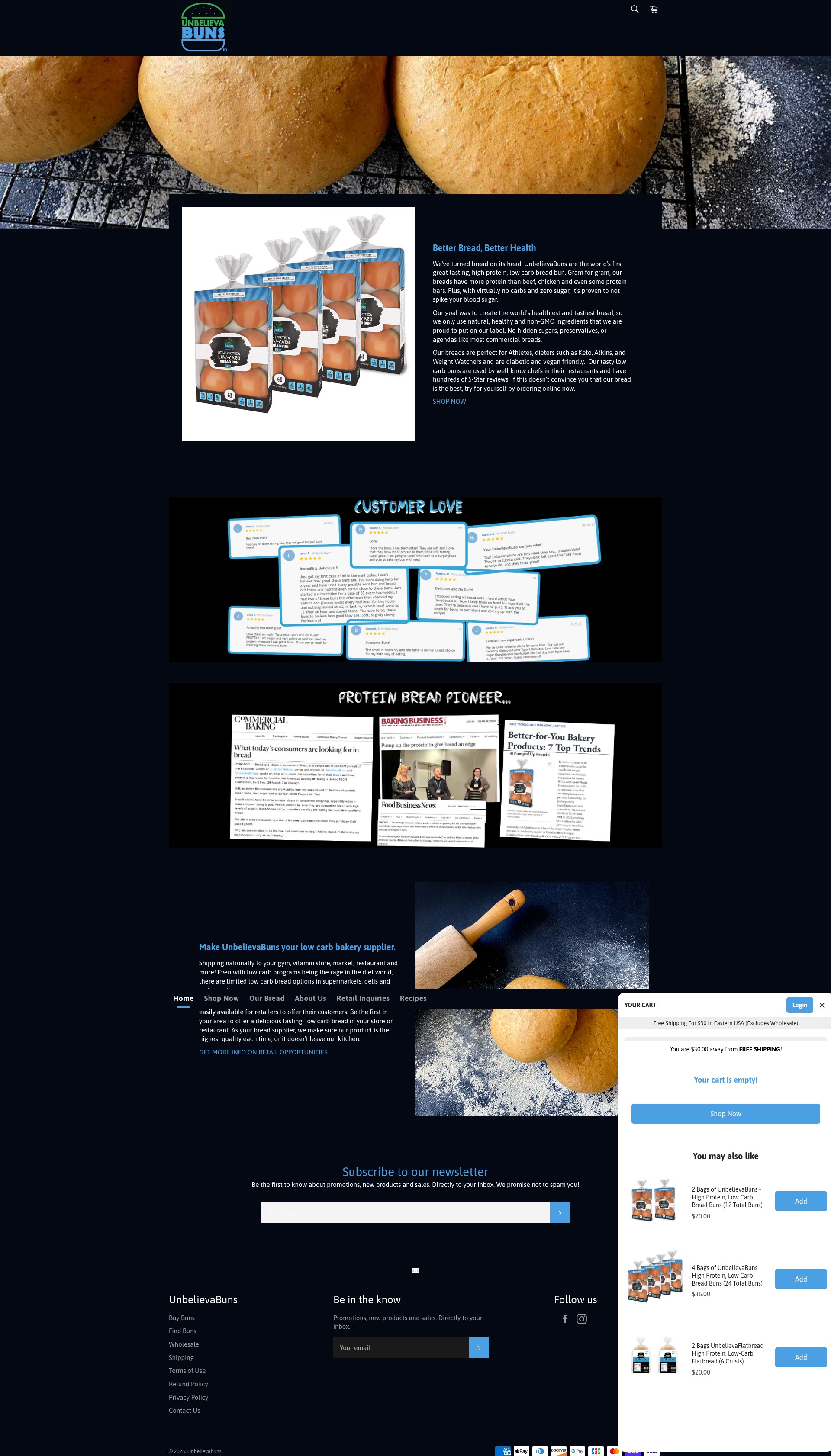 Screenshot of unbelievabuns.com