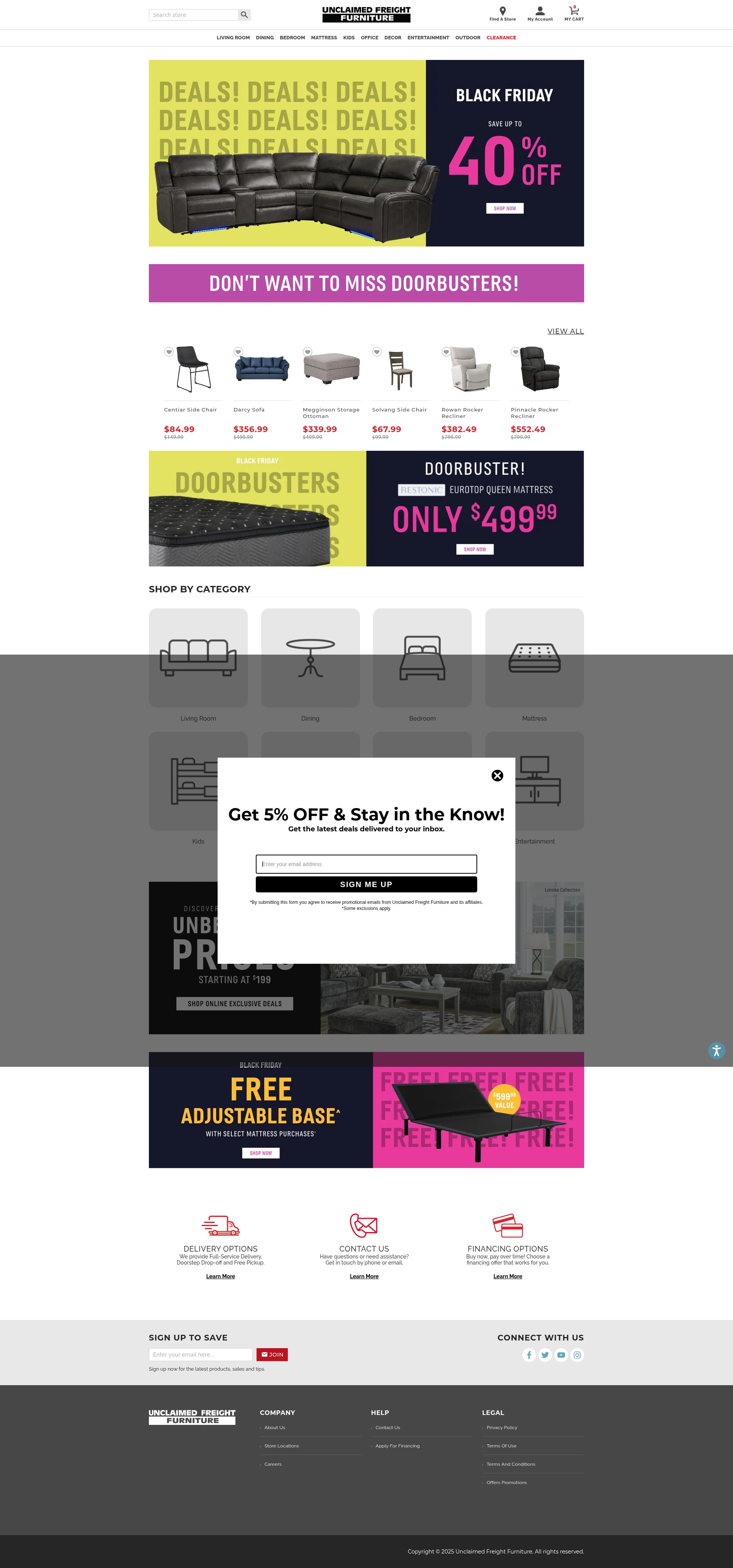 Screenshot of unclaimedfreightfurniture.com
