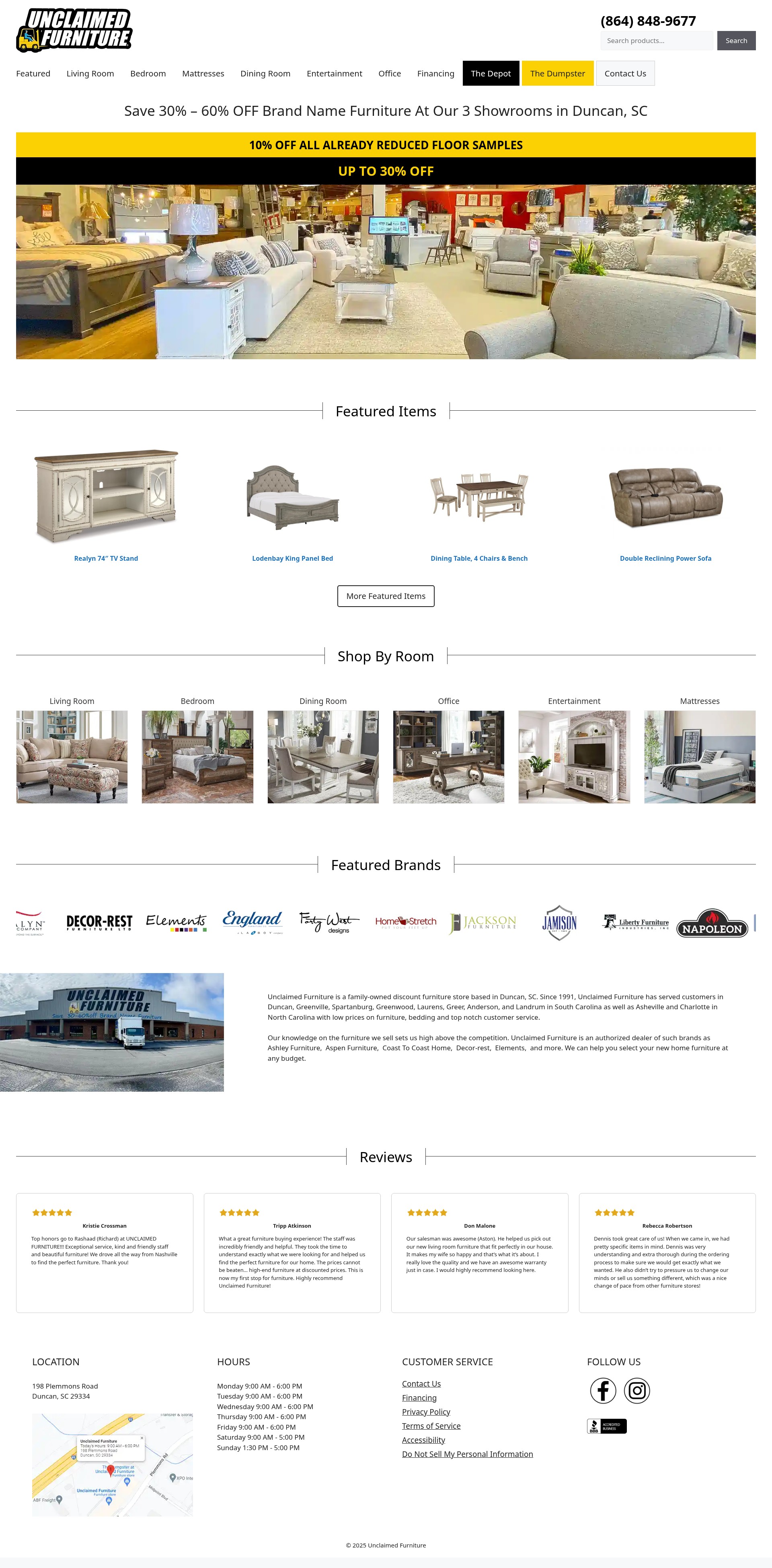 Screenshot of unclaimedfurnitureupstate.com