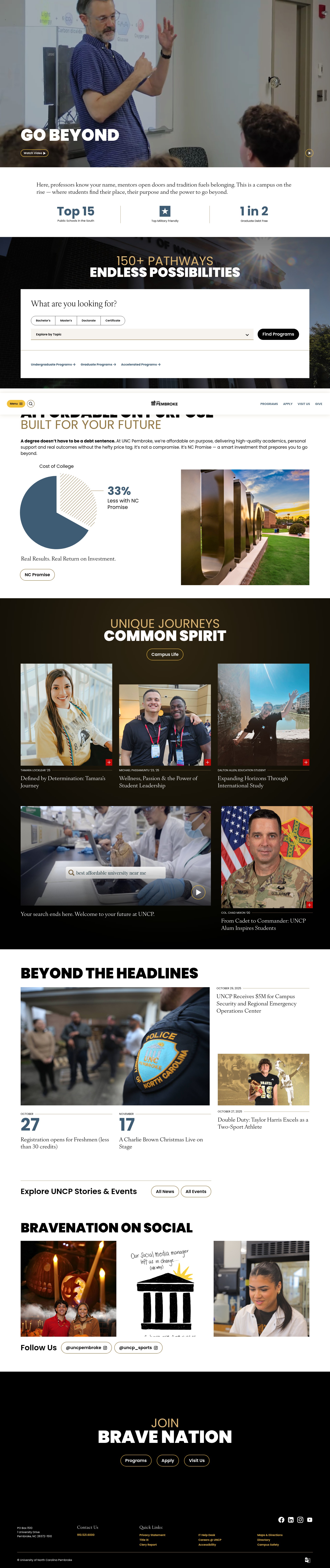 Screenshot of uncp.edu