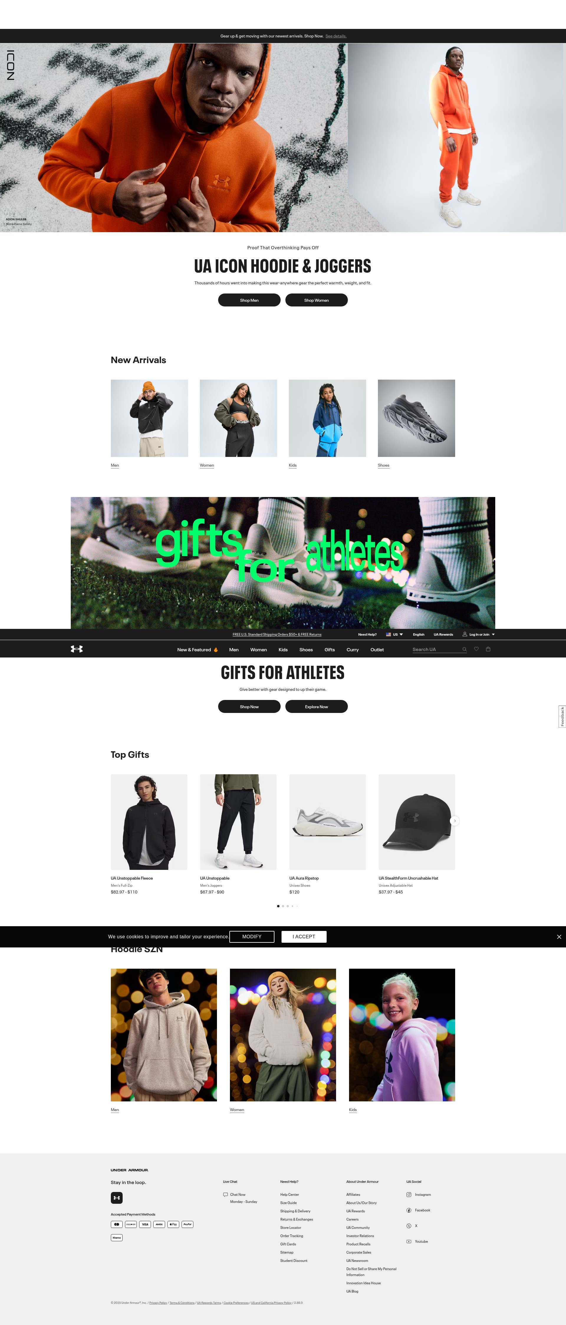 Screenshot of underarmour.com