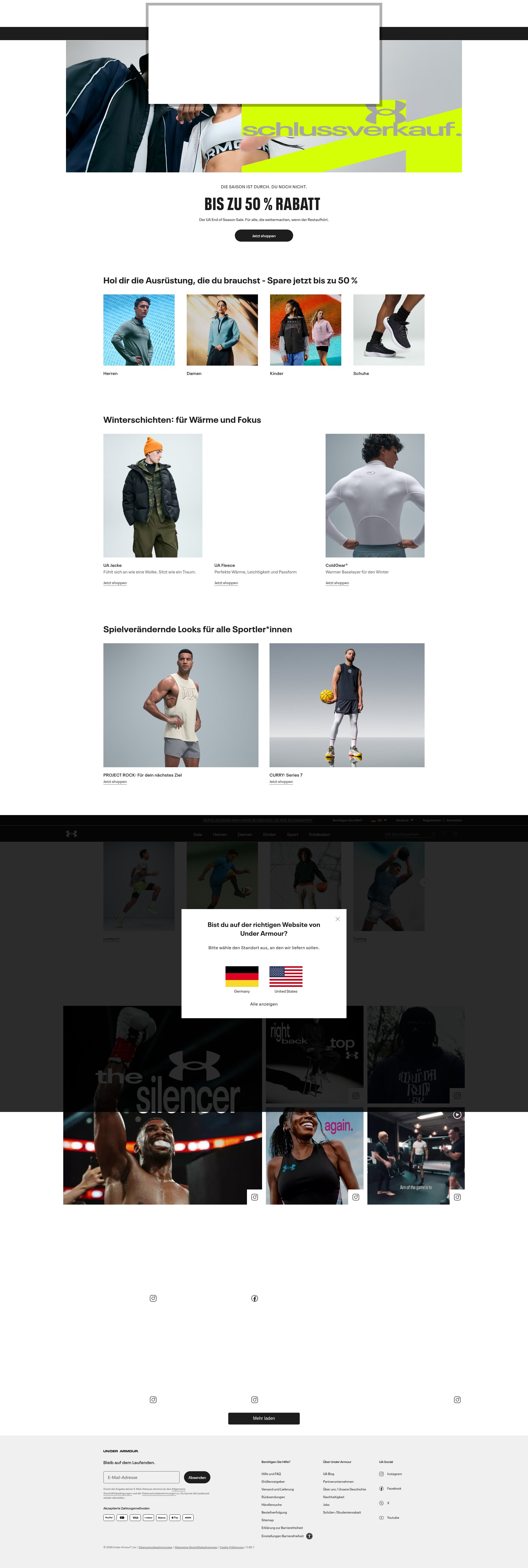 Screenshot of underarmour.de