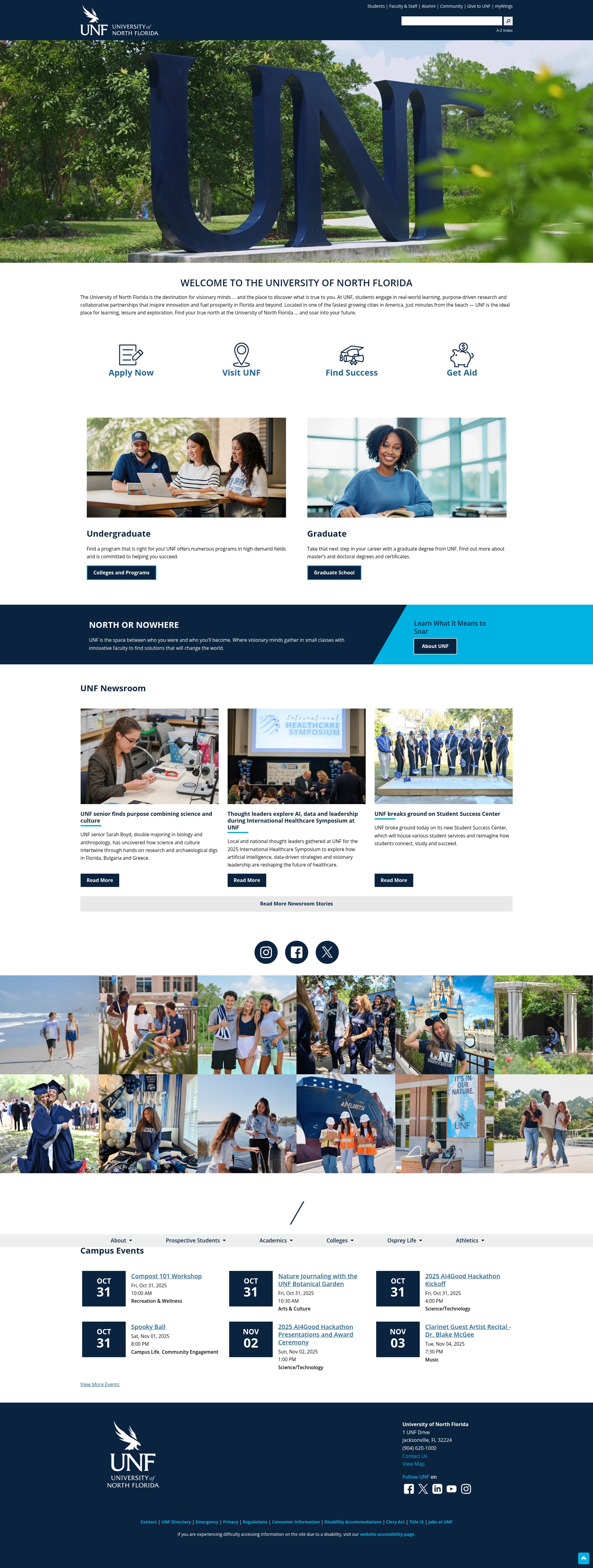 Screenshot of unf.edu