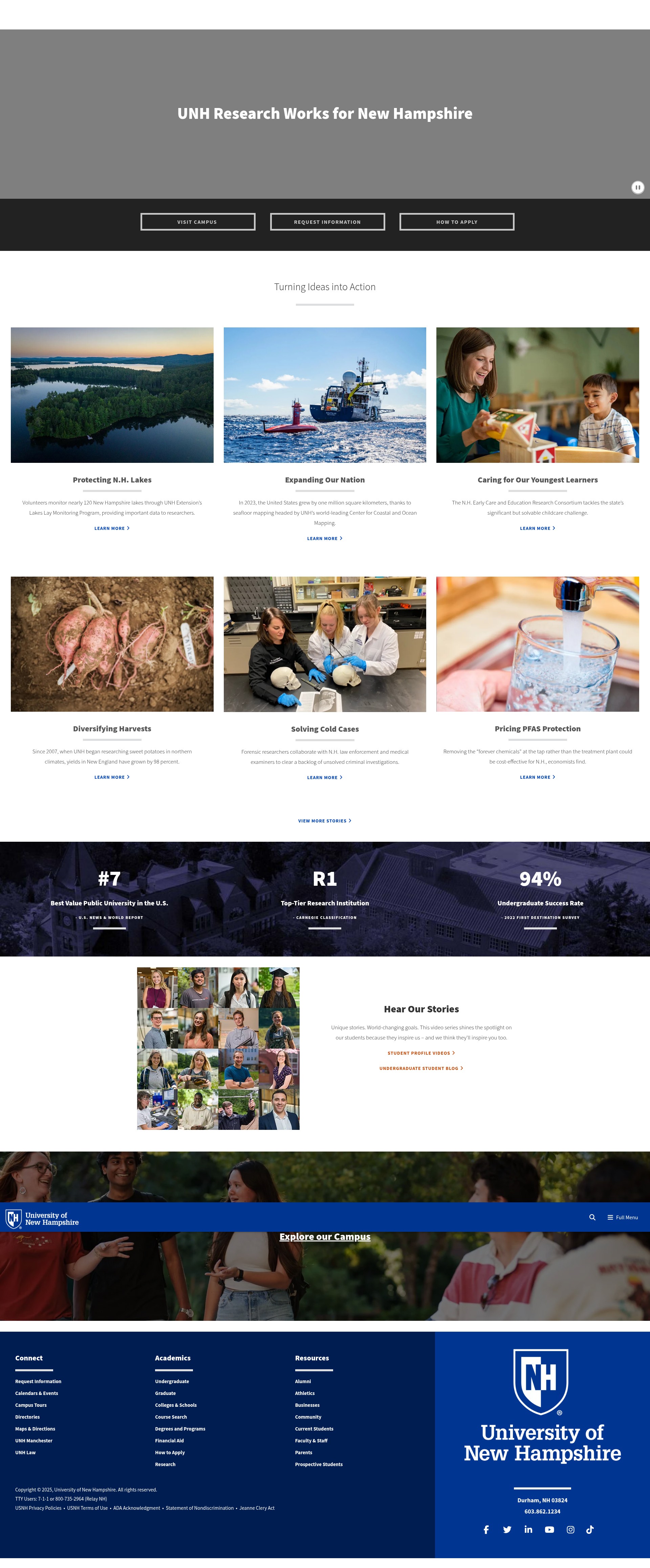 Screenshot of unh.edu