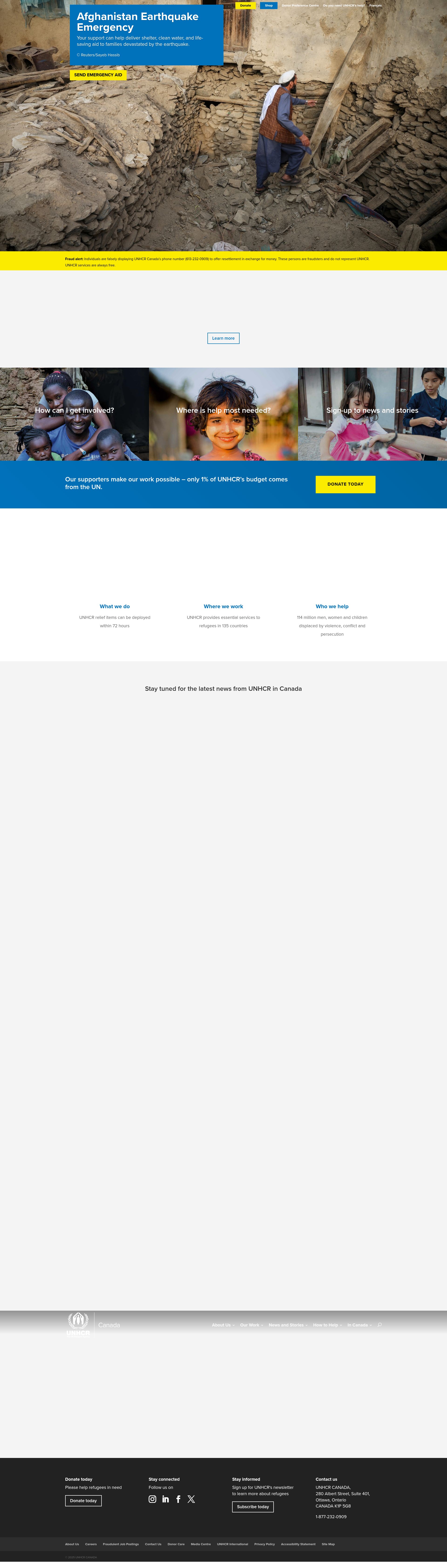 Screenshot of unhcr.ca