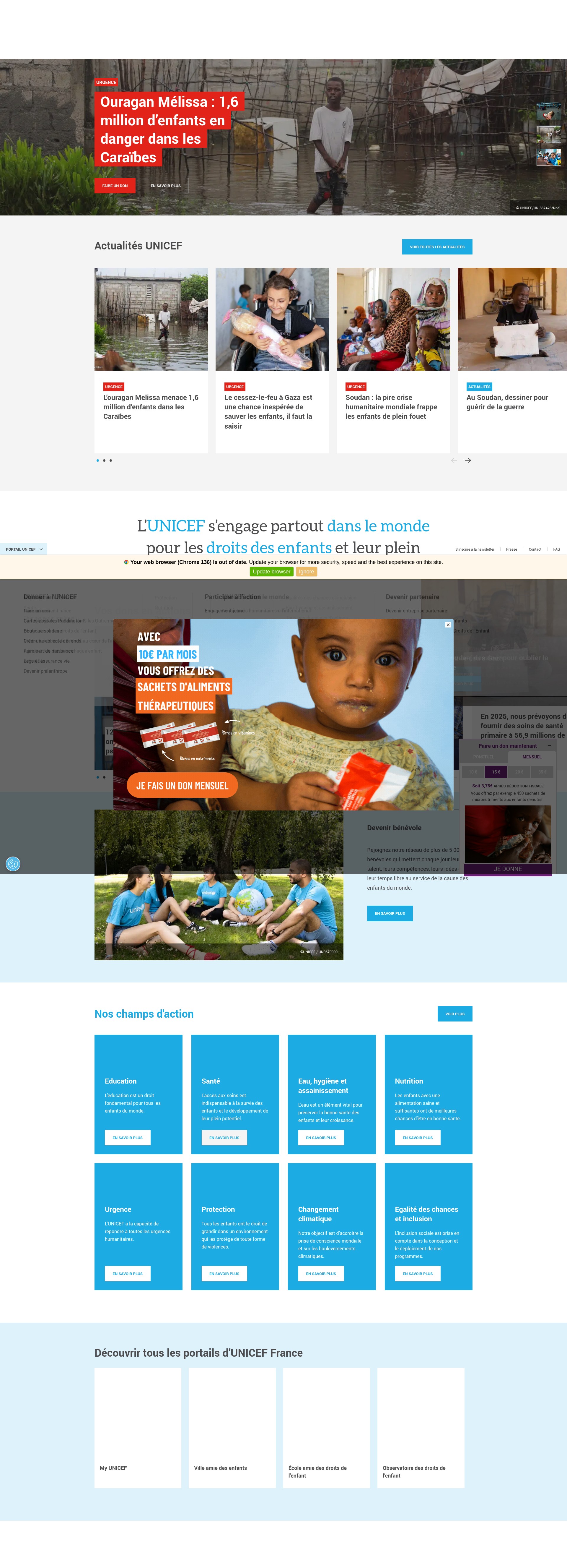 Screenshot of unicef.fr