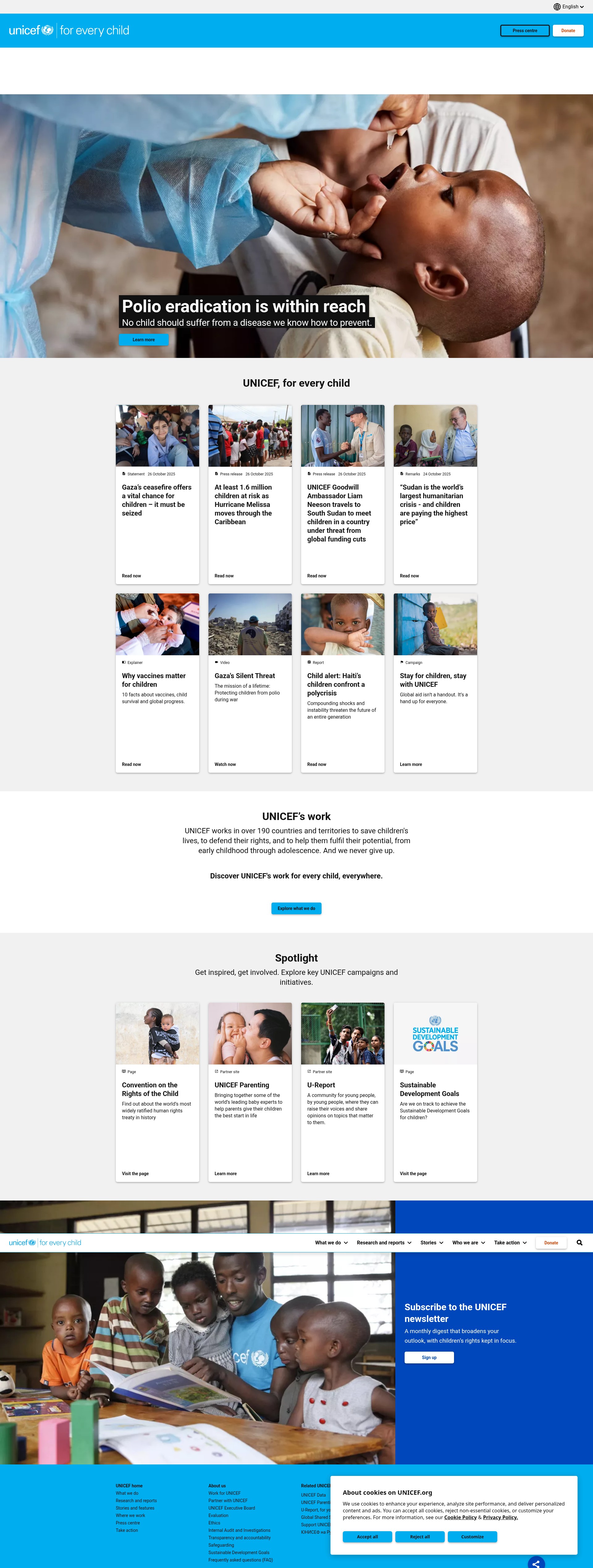 Screenshot of unicef.org