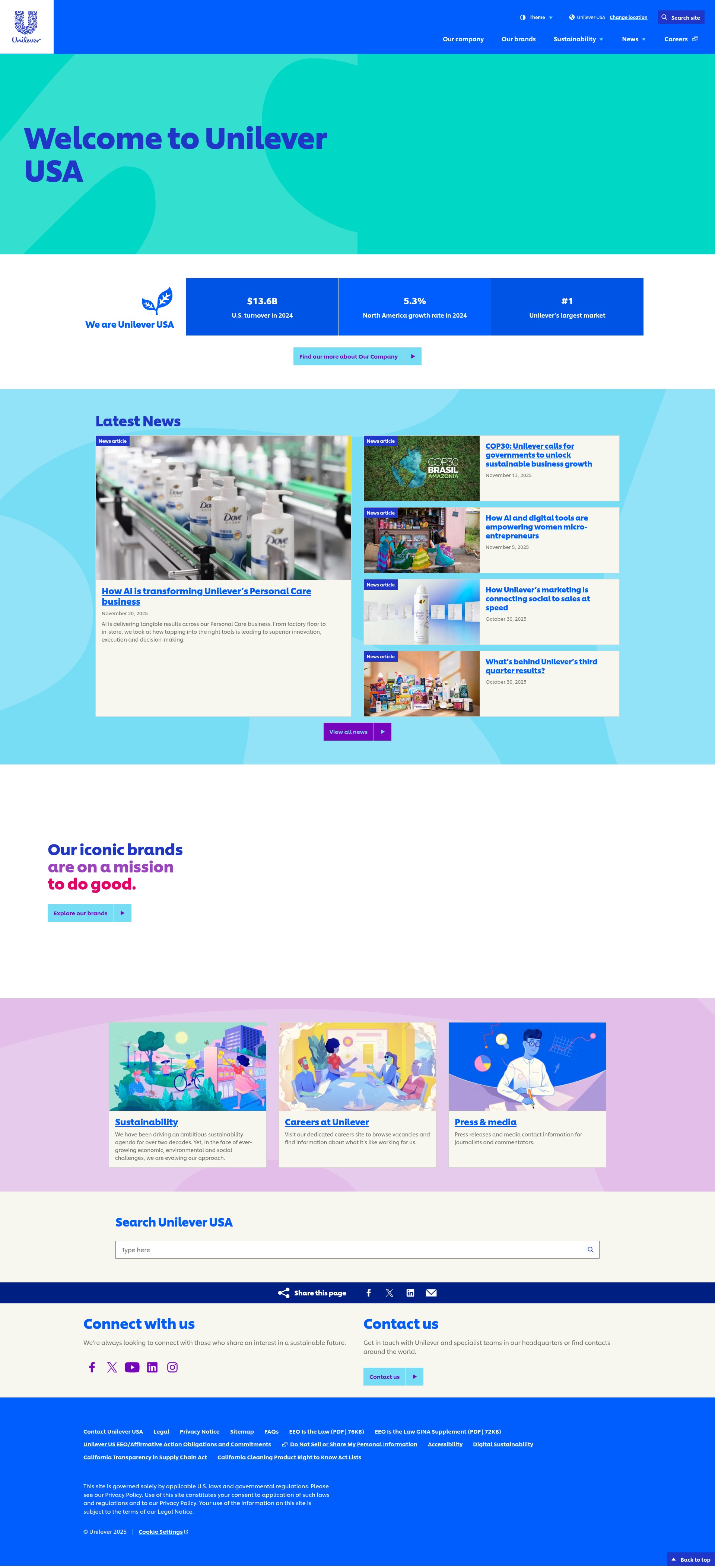 Screenshot of unileverusa.com