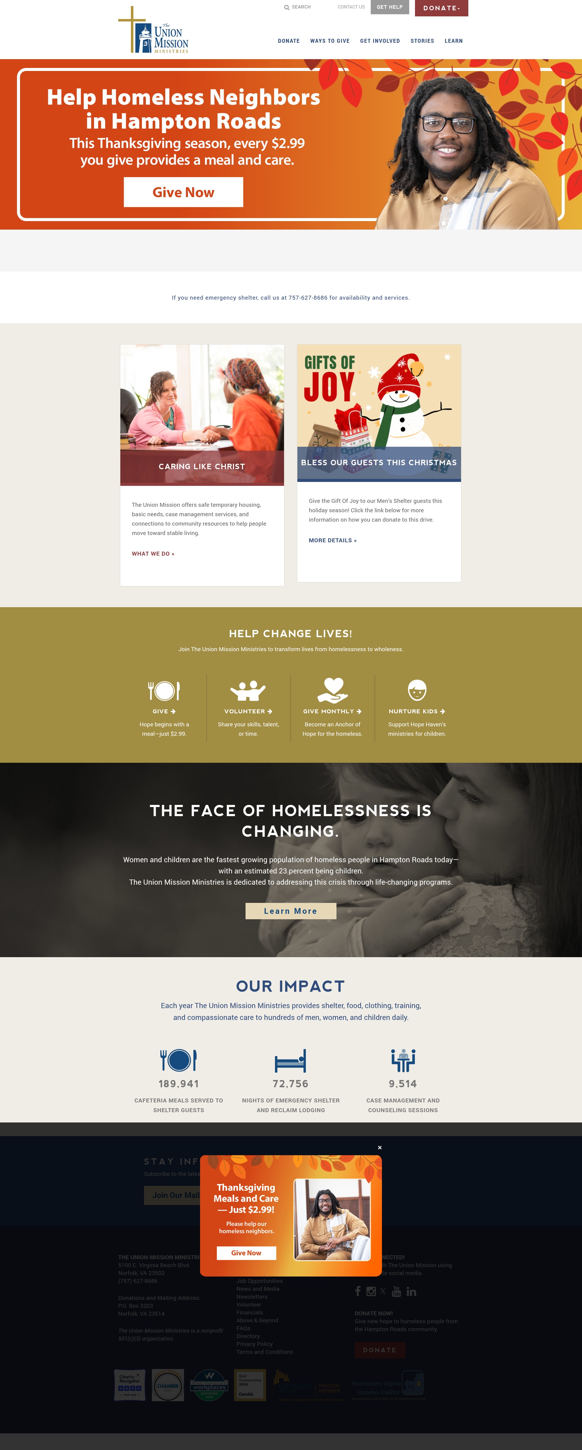 Screenshot of unionmissionministries.org
