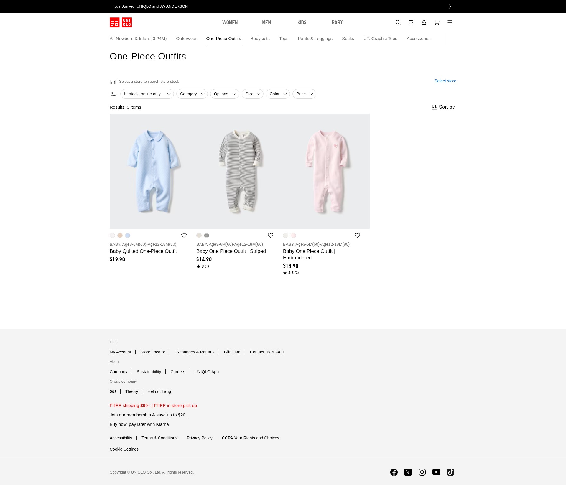 Screenshot of uniqlo.com