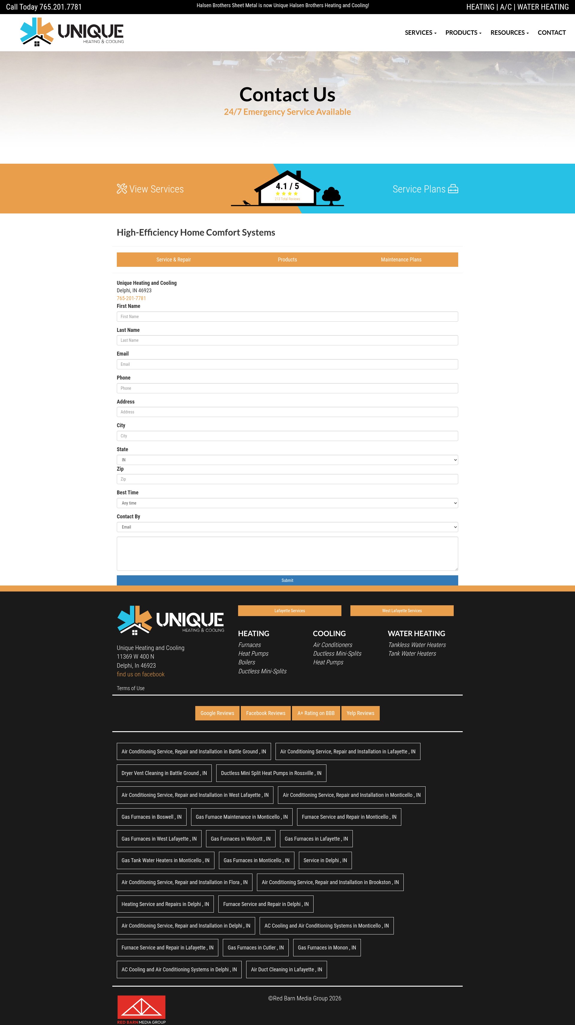 Screenshot of uniqueheatcooling.com