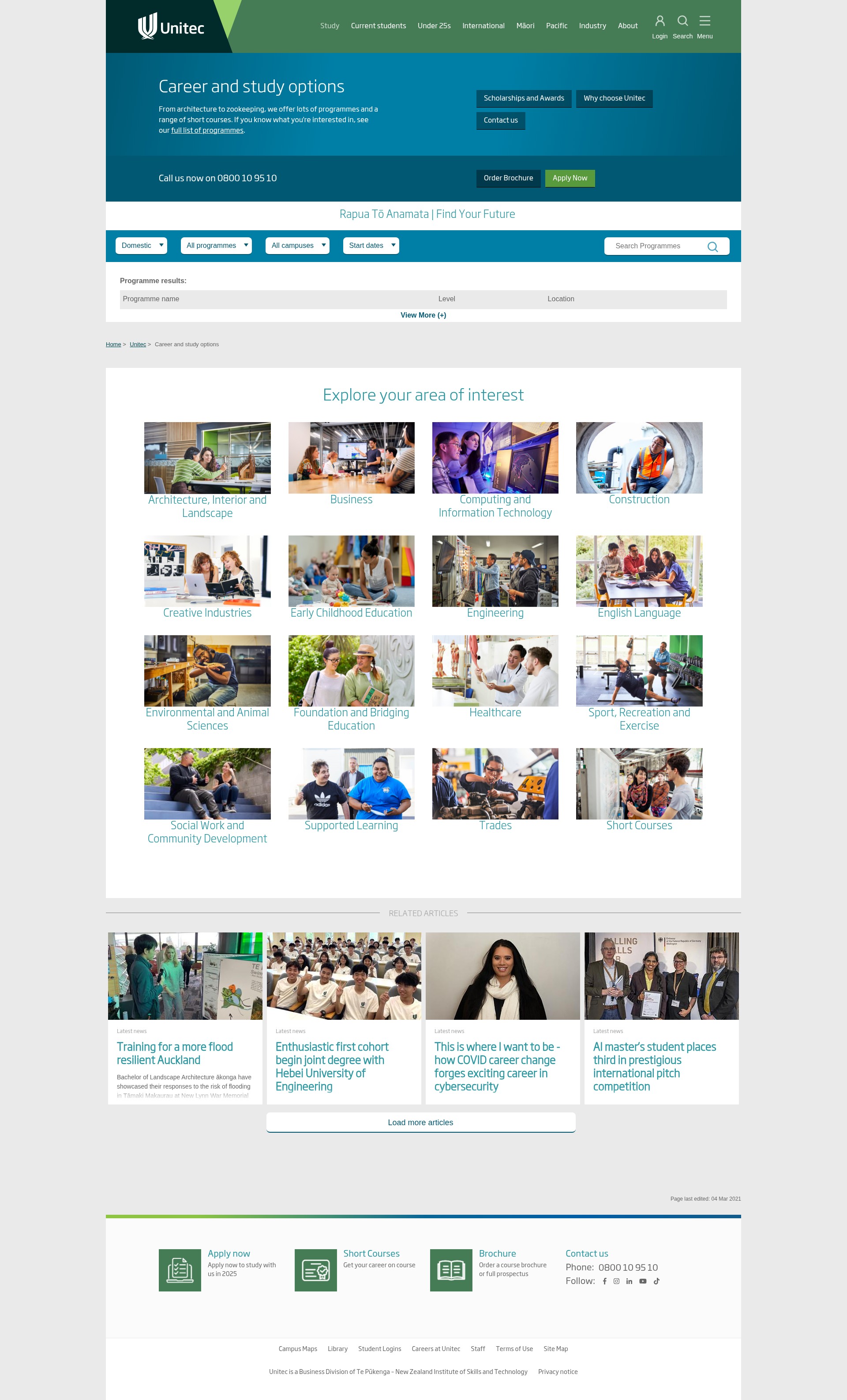 Screenshot of unitec.ac.nz