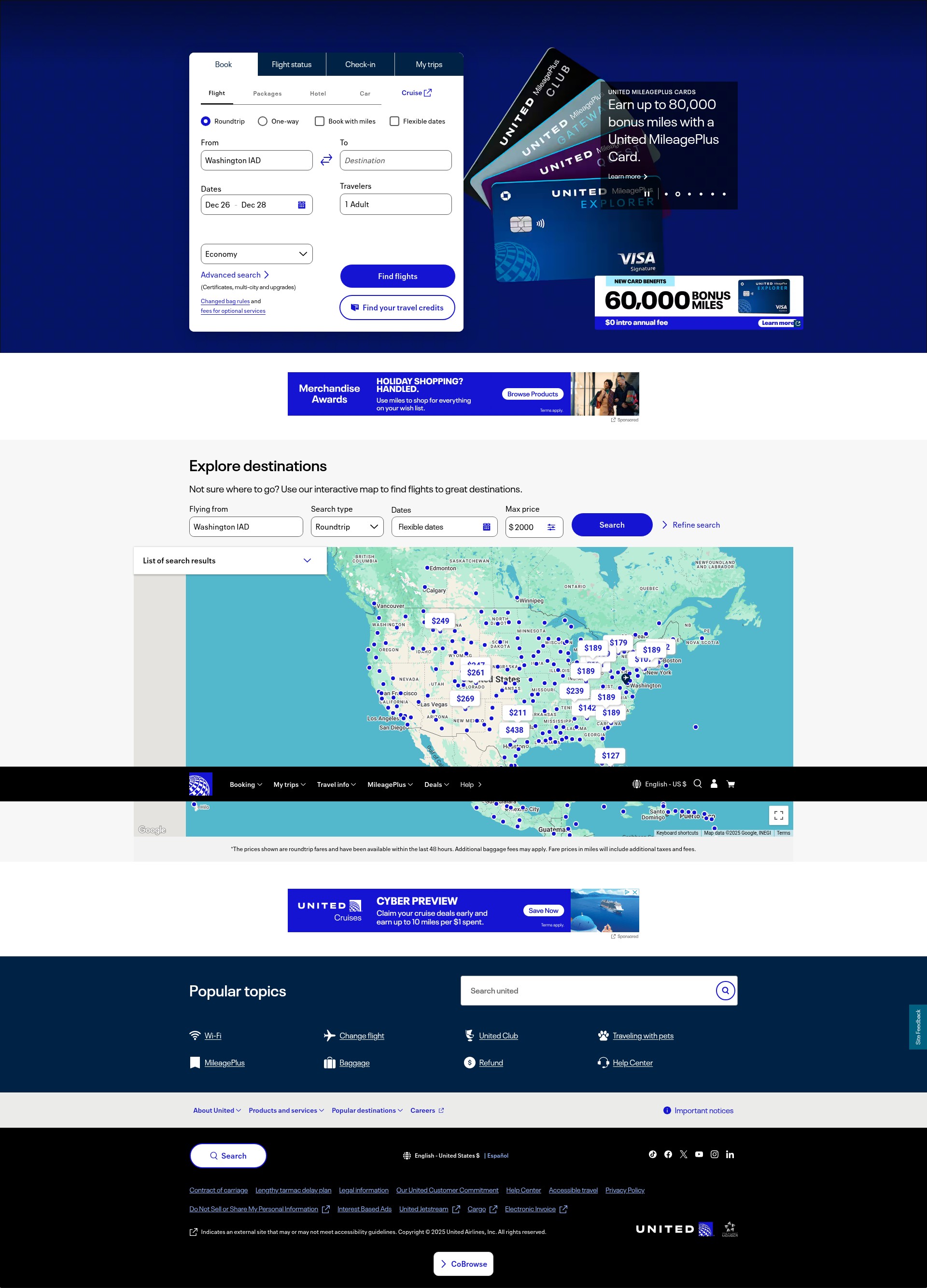 Screenshot of united.com