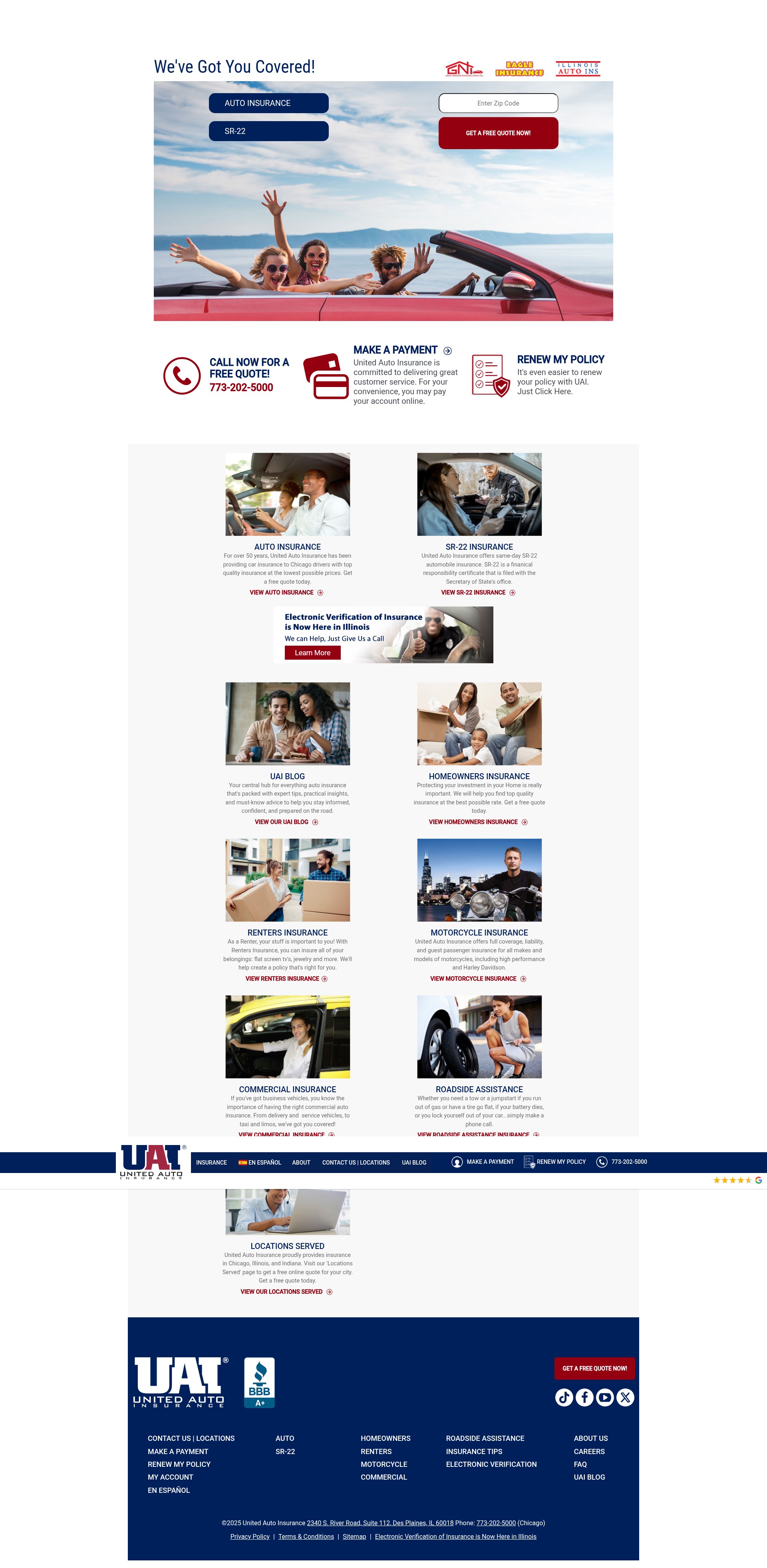 Screenshot of unitedautoinsurance.com