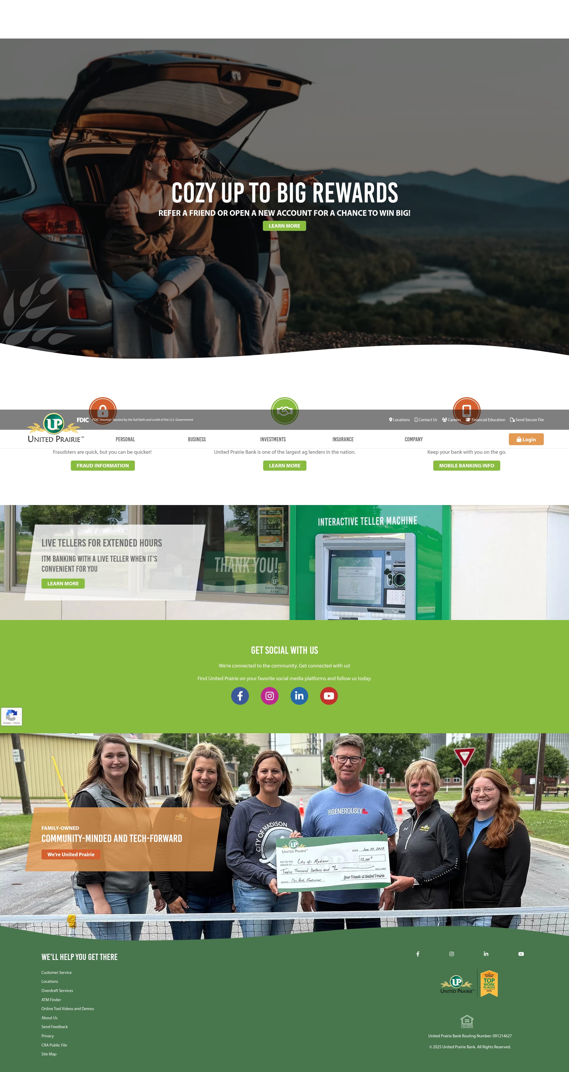 Screenshot of unitedprairiebank.com