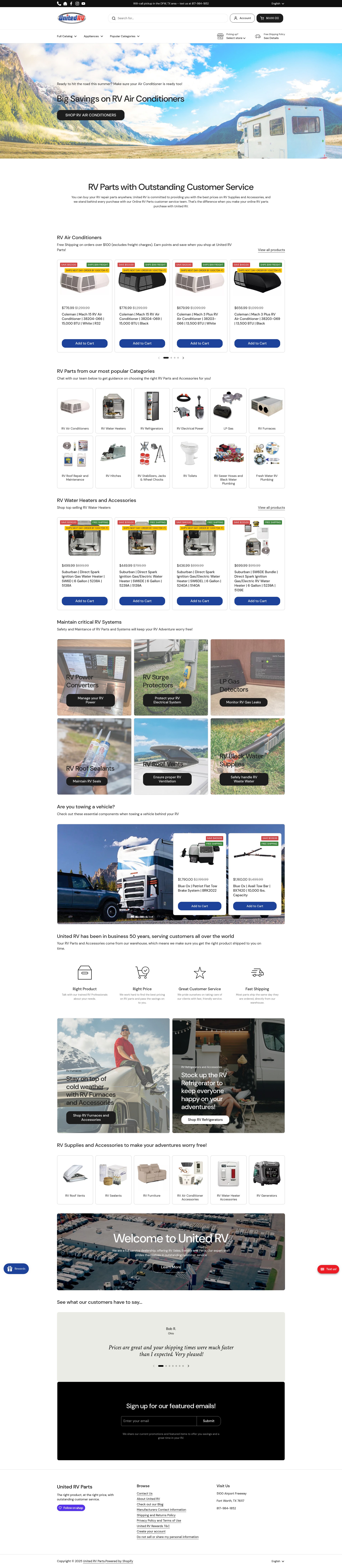 Screenshot of unitedrvparts.com