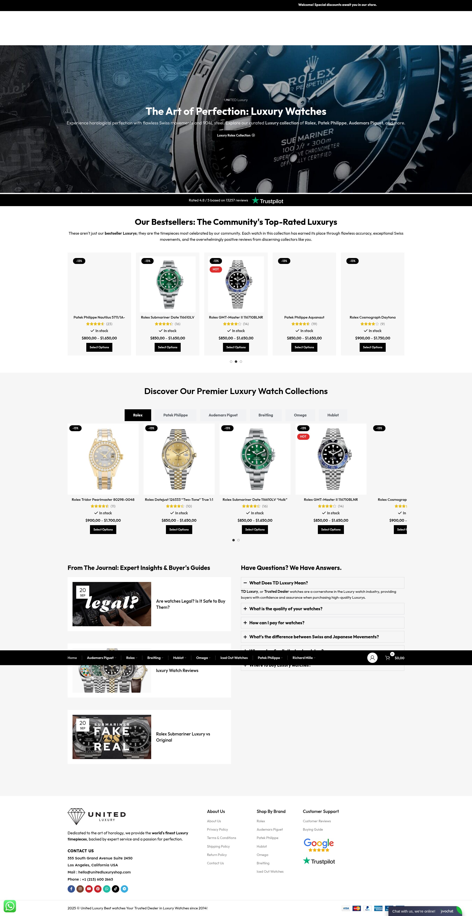 Screenshot of unitedwatchcollection.com