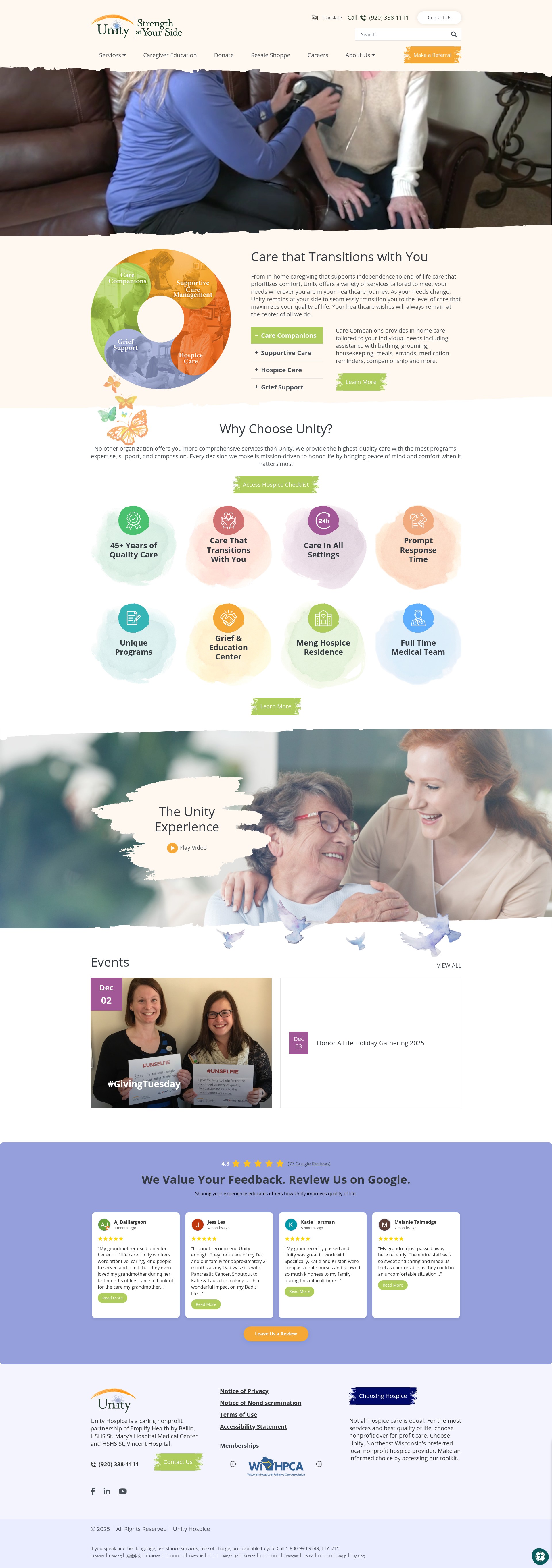 Screenshot of unityhospice.org