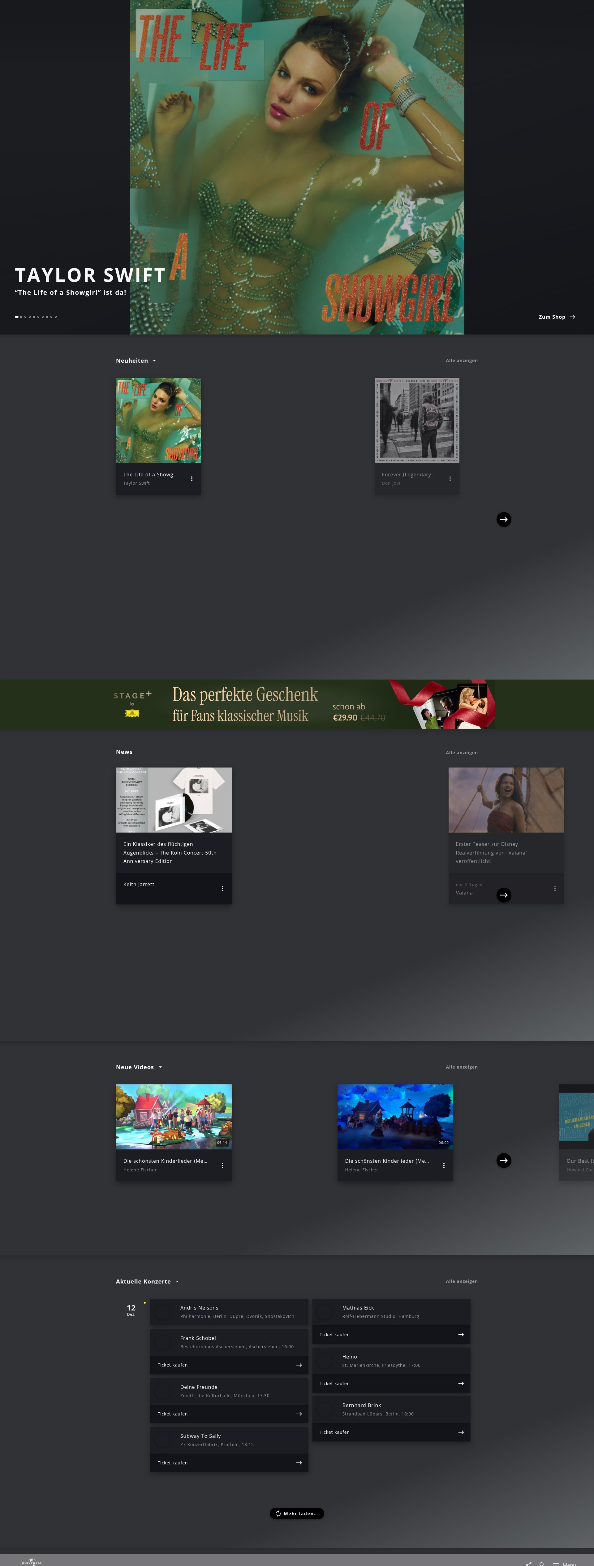 Screenshot of universal-music.de