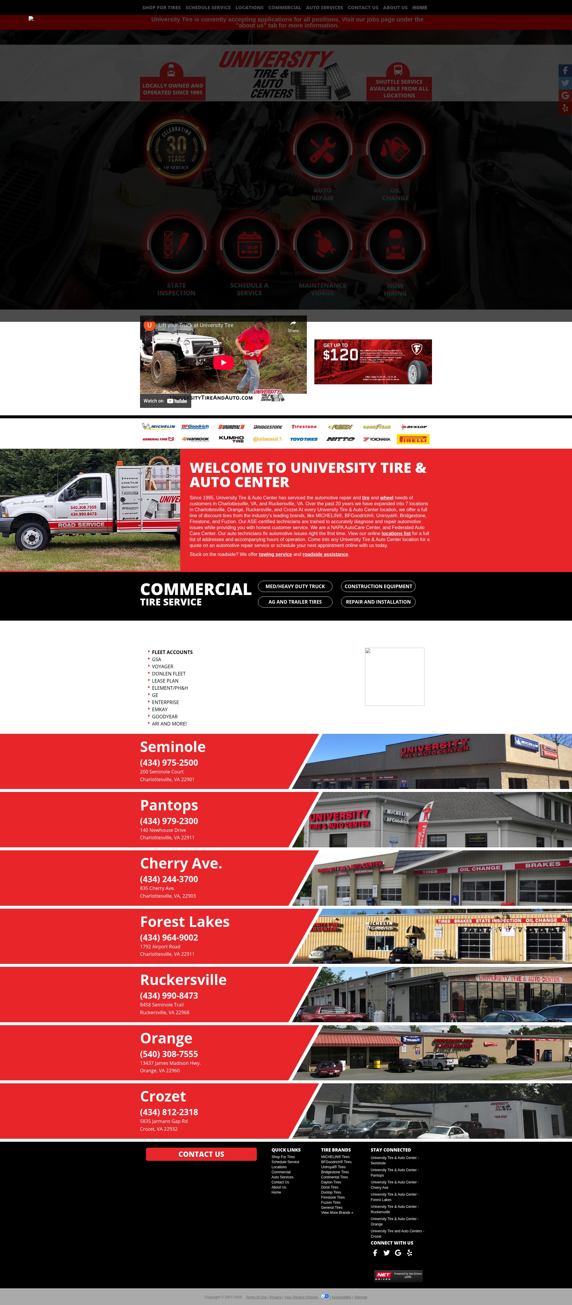 Screenshot of universitytireandauto.com
