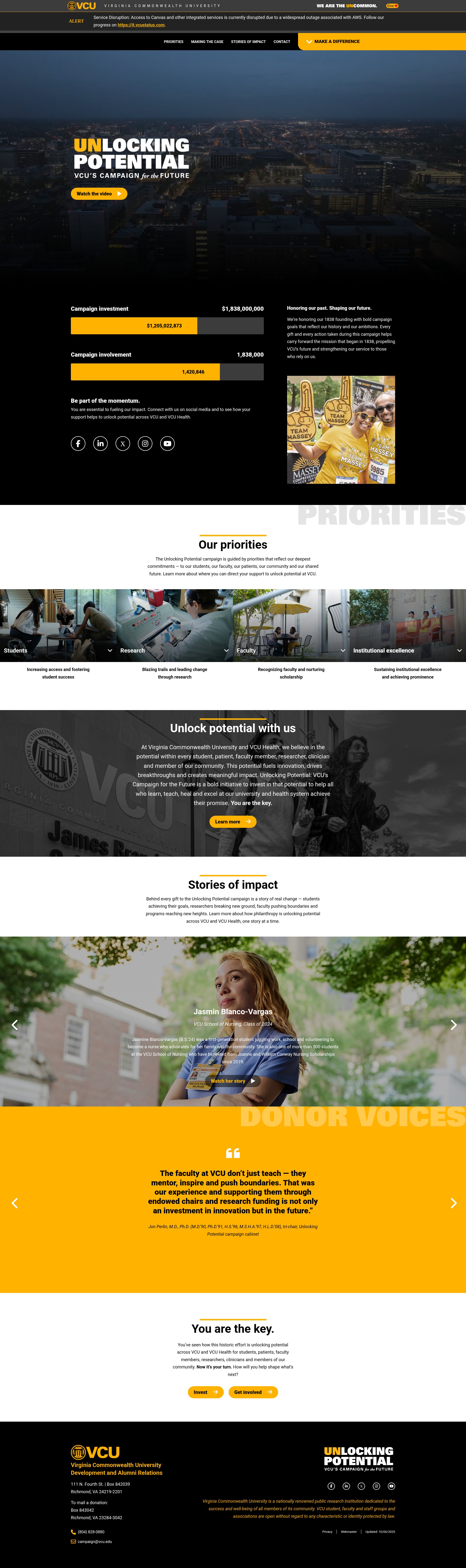 Screenshot of unlocking.vcu.edu