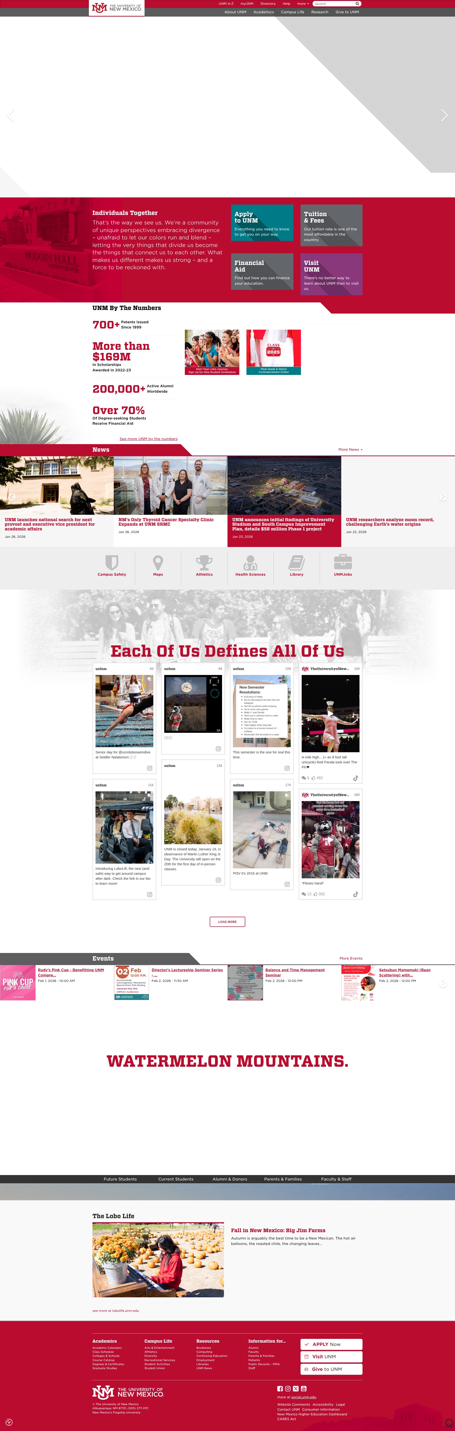 Screenshot of unm.edu