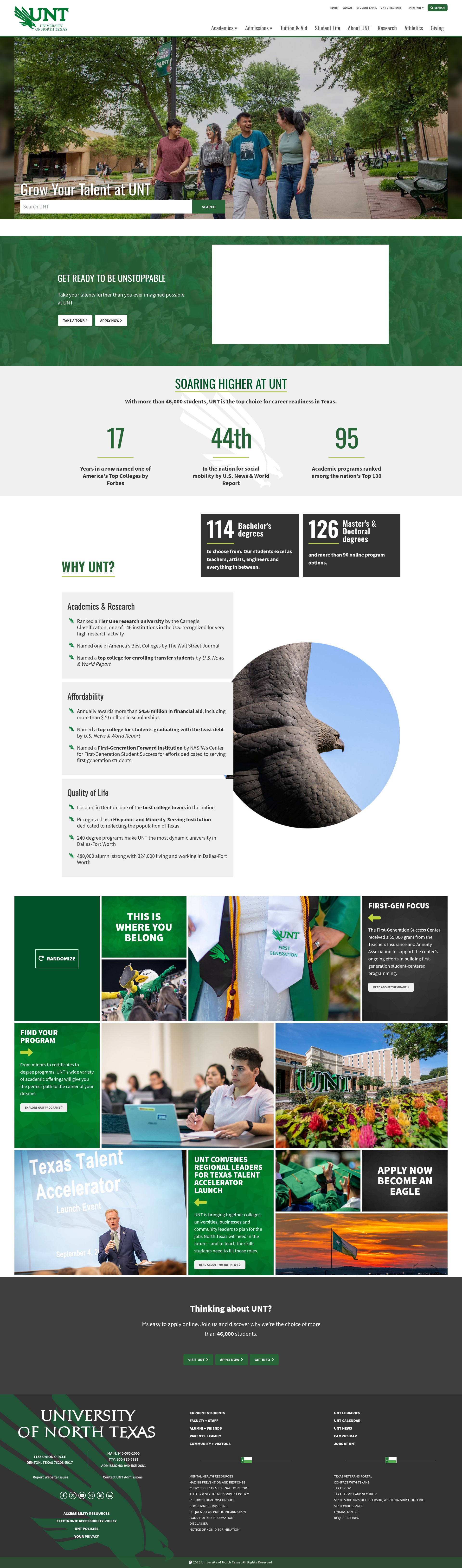 Screenshot of unt.edu