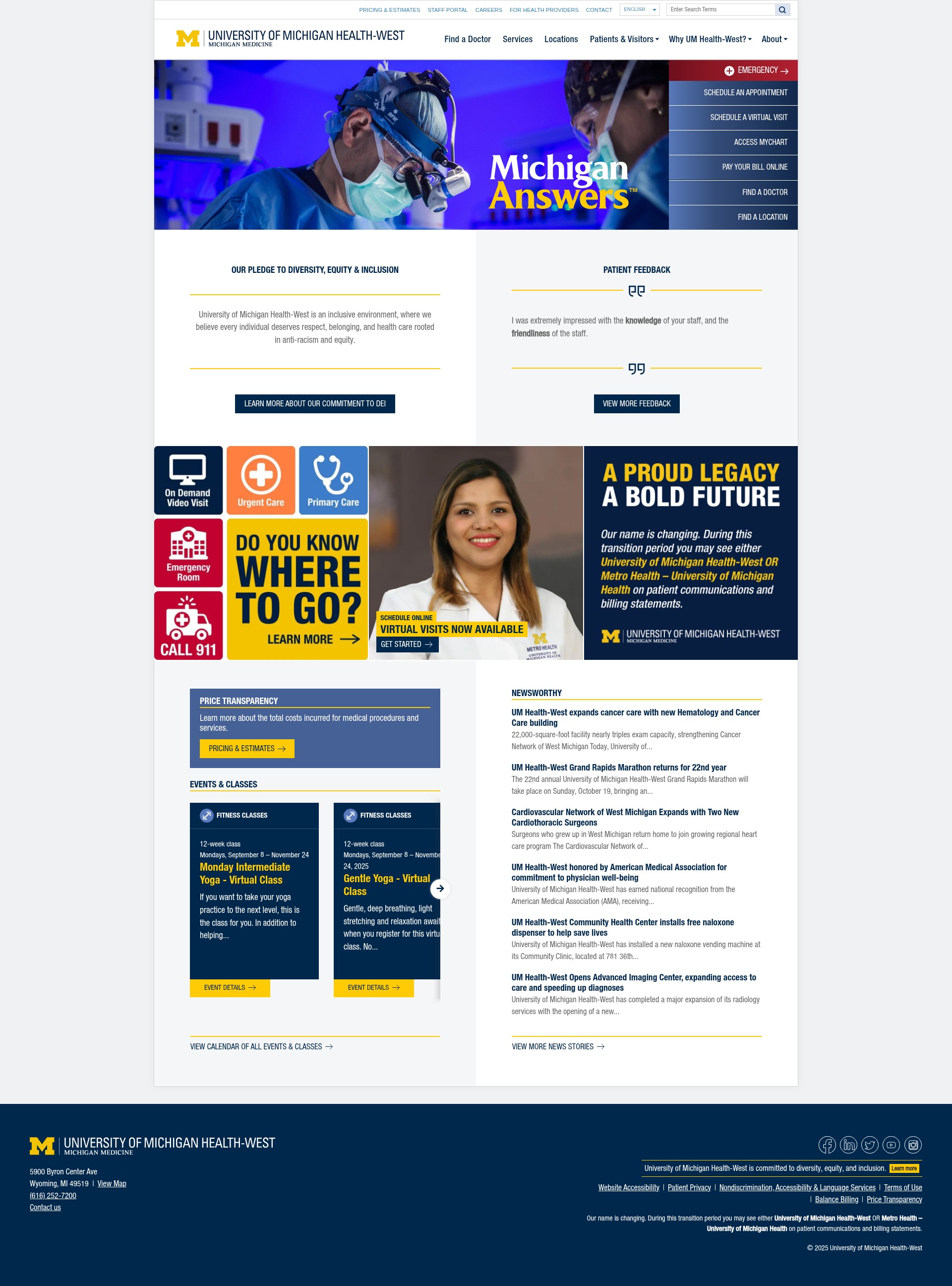 Screenshot of uofmhealthwest.org