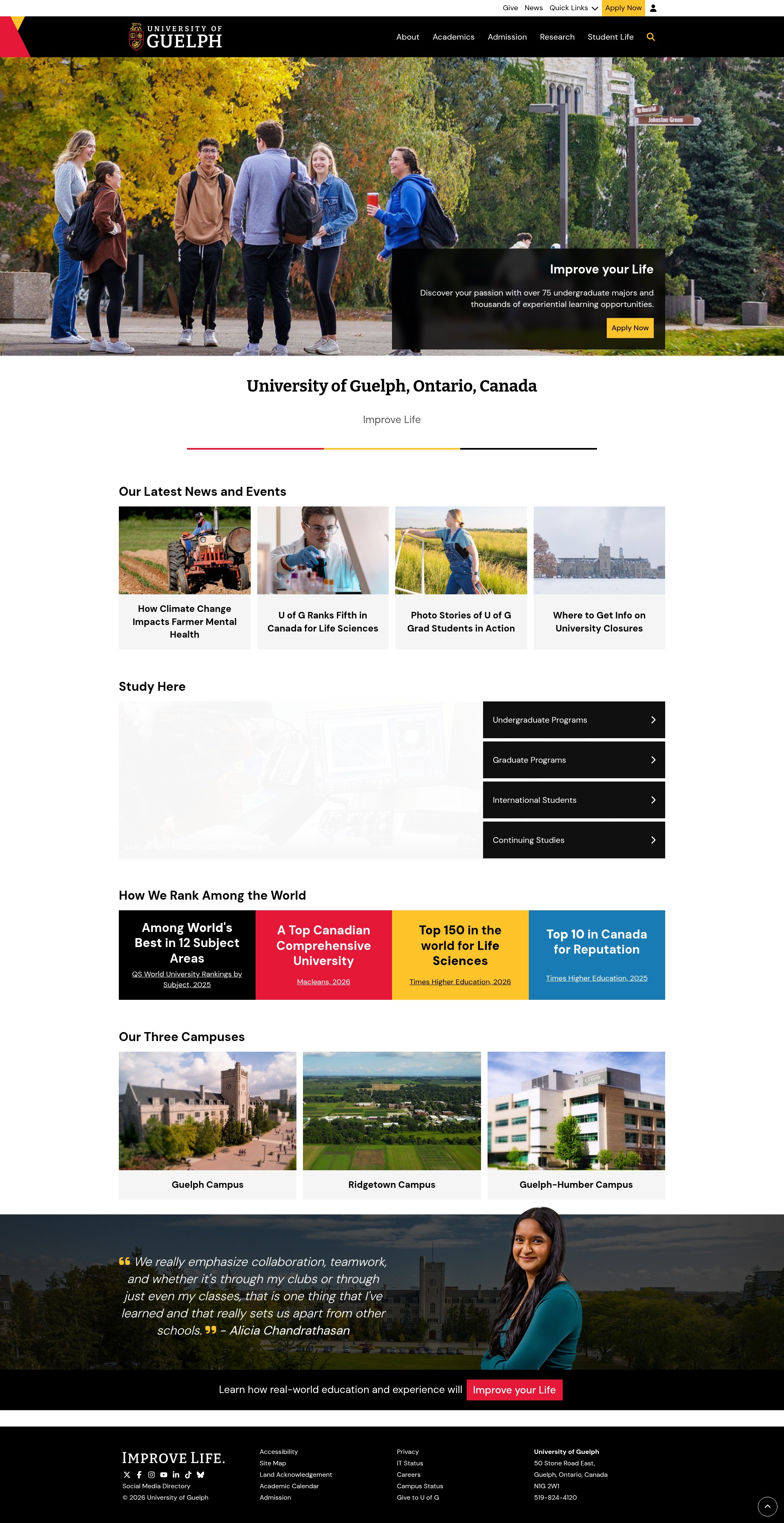 Screenshot of uoguelph.ca
