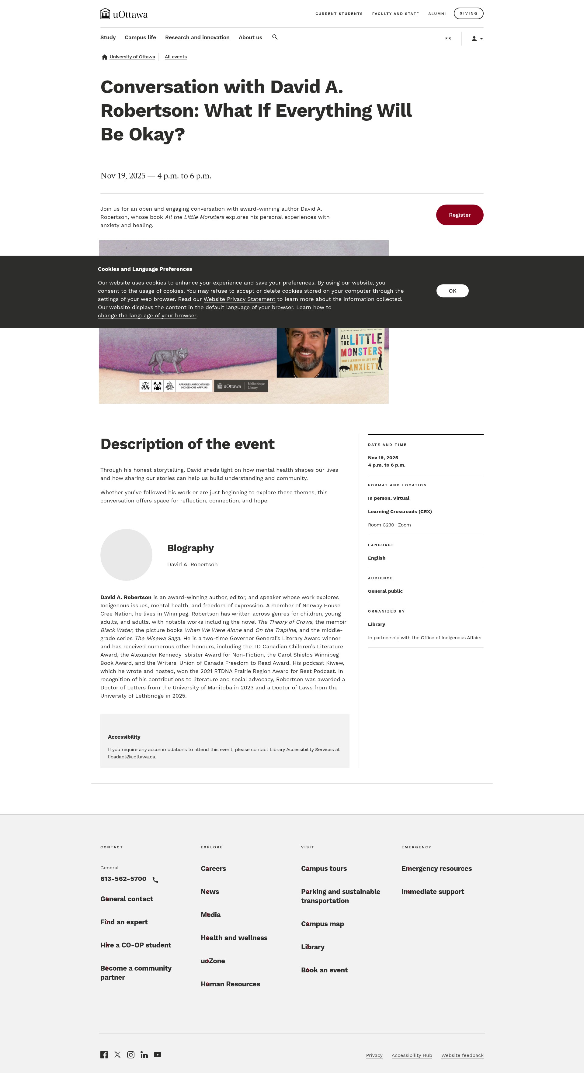 Screenshot of uottawa.ca