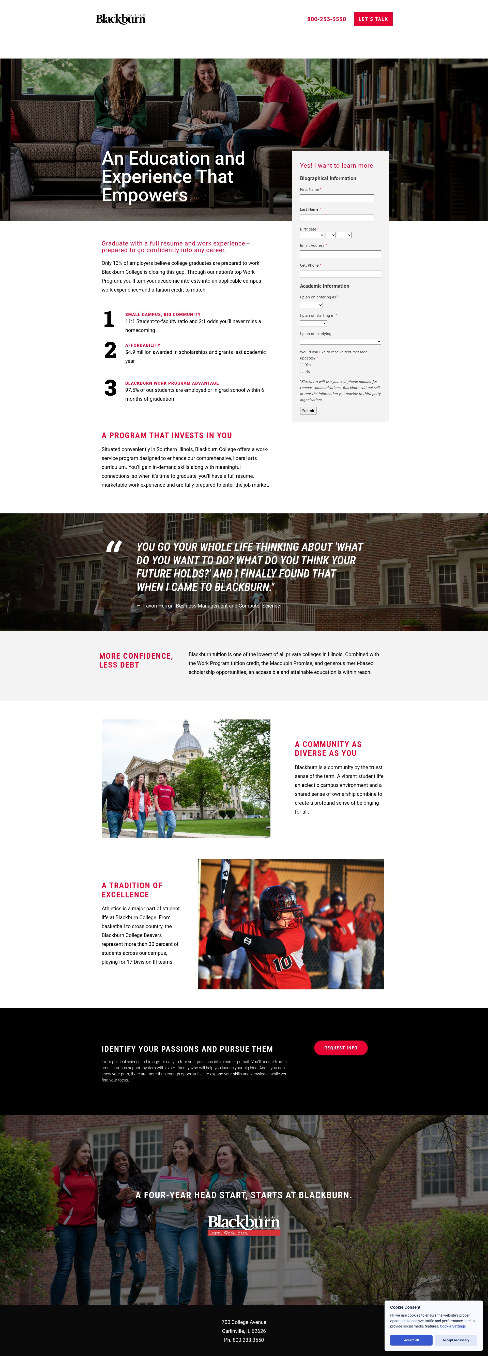 Screenshot of up.blackburn.edu