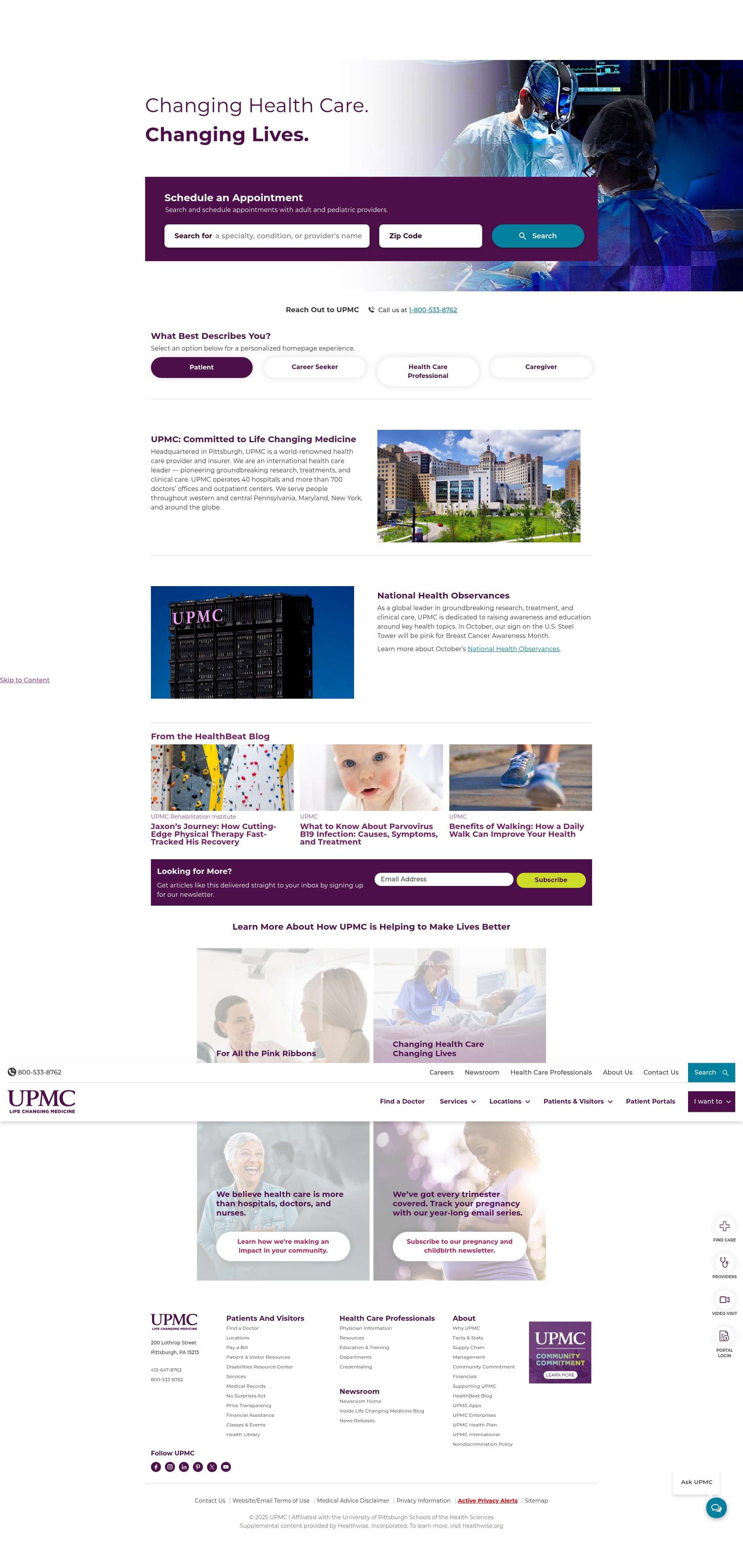 Screenshot of upmc.com